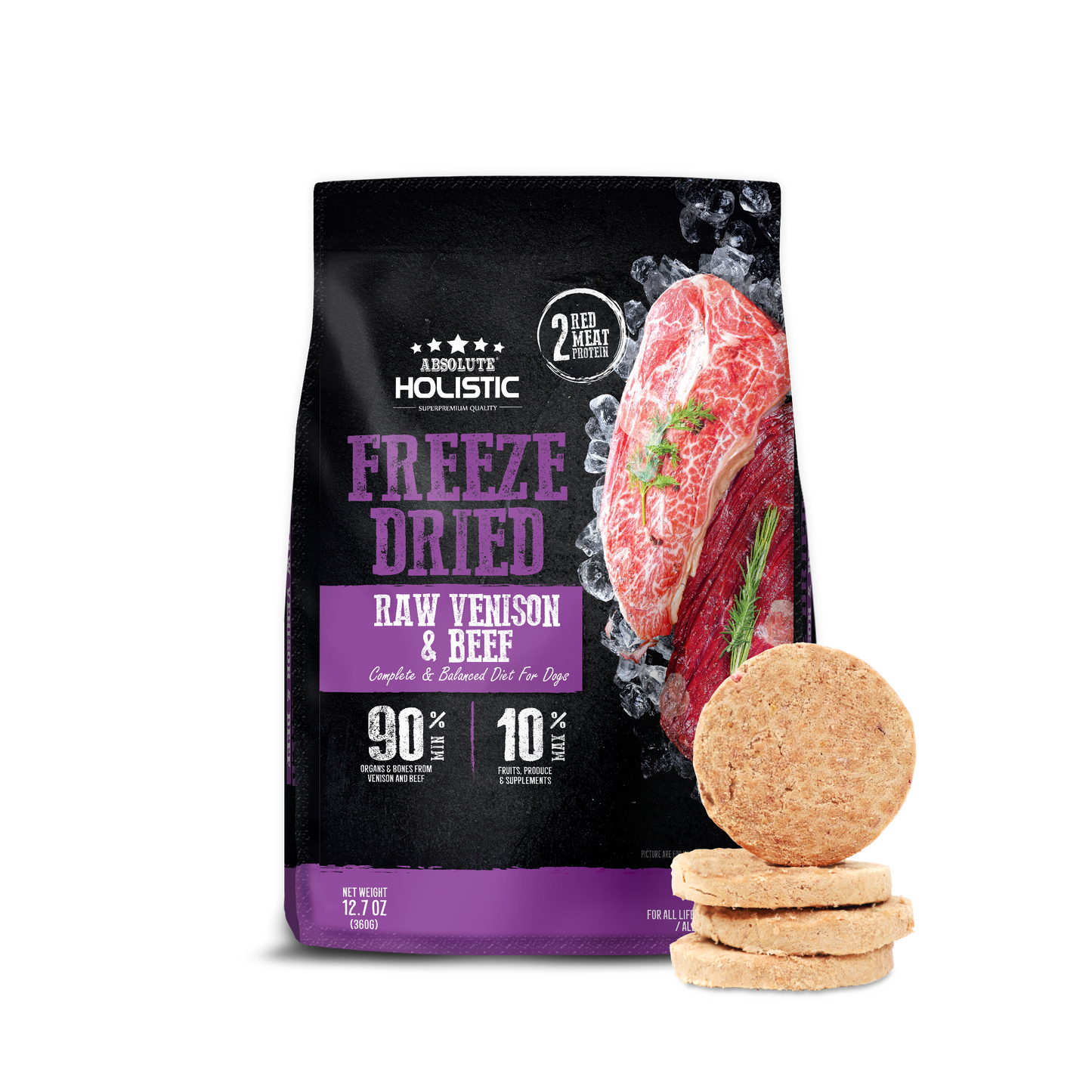 Absolute Holistic Freeze Dried Raw Patties | Venison & Beef