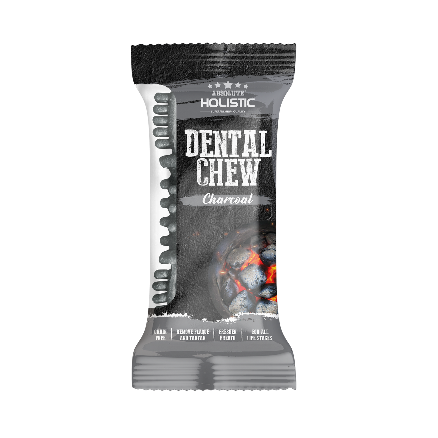 Absolute Holistic Dental Chew for Dogs - Charcoal (4")