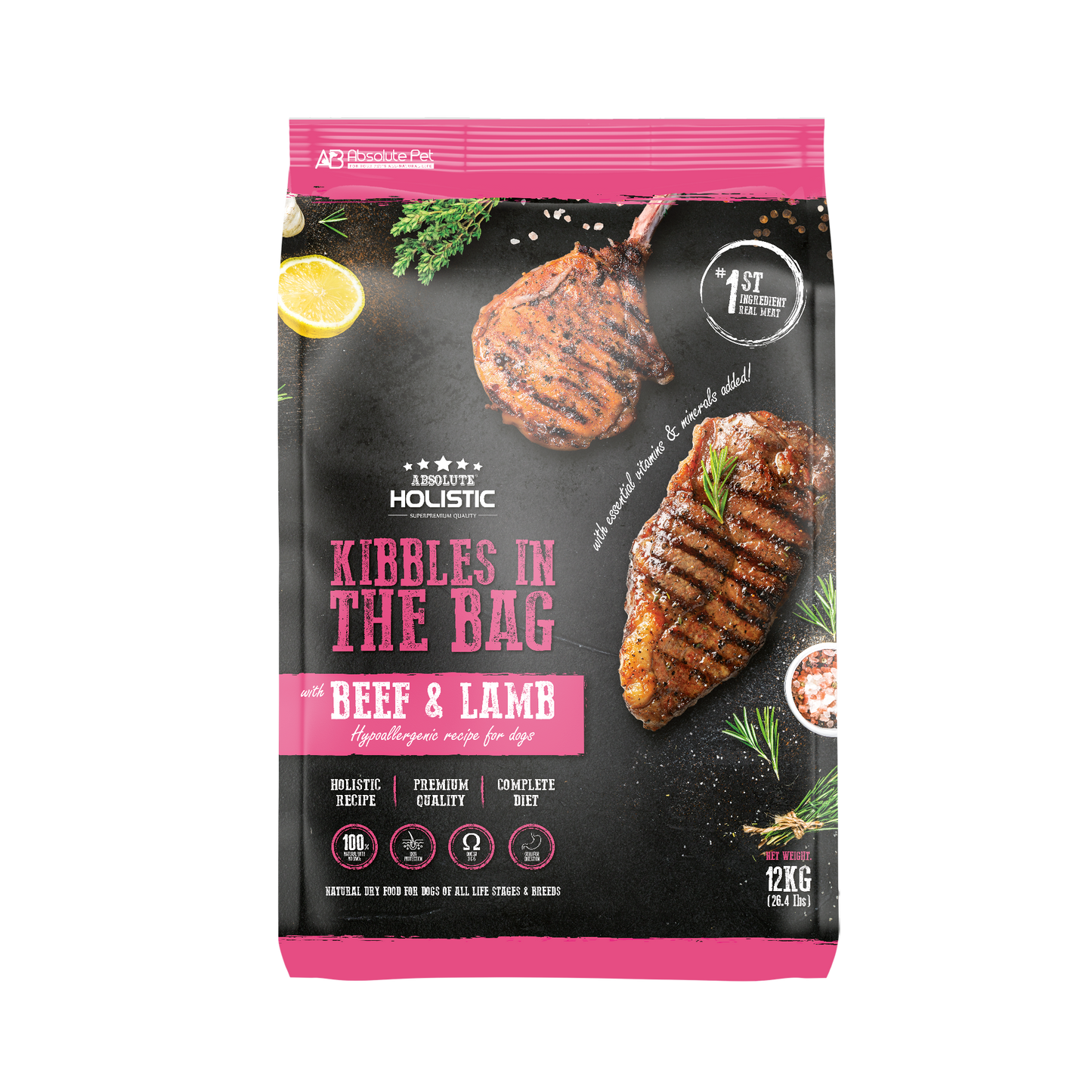 Absolute Holistic Dog Kibbles | Grain Free Beef & Lamb