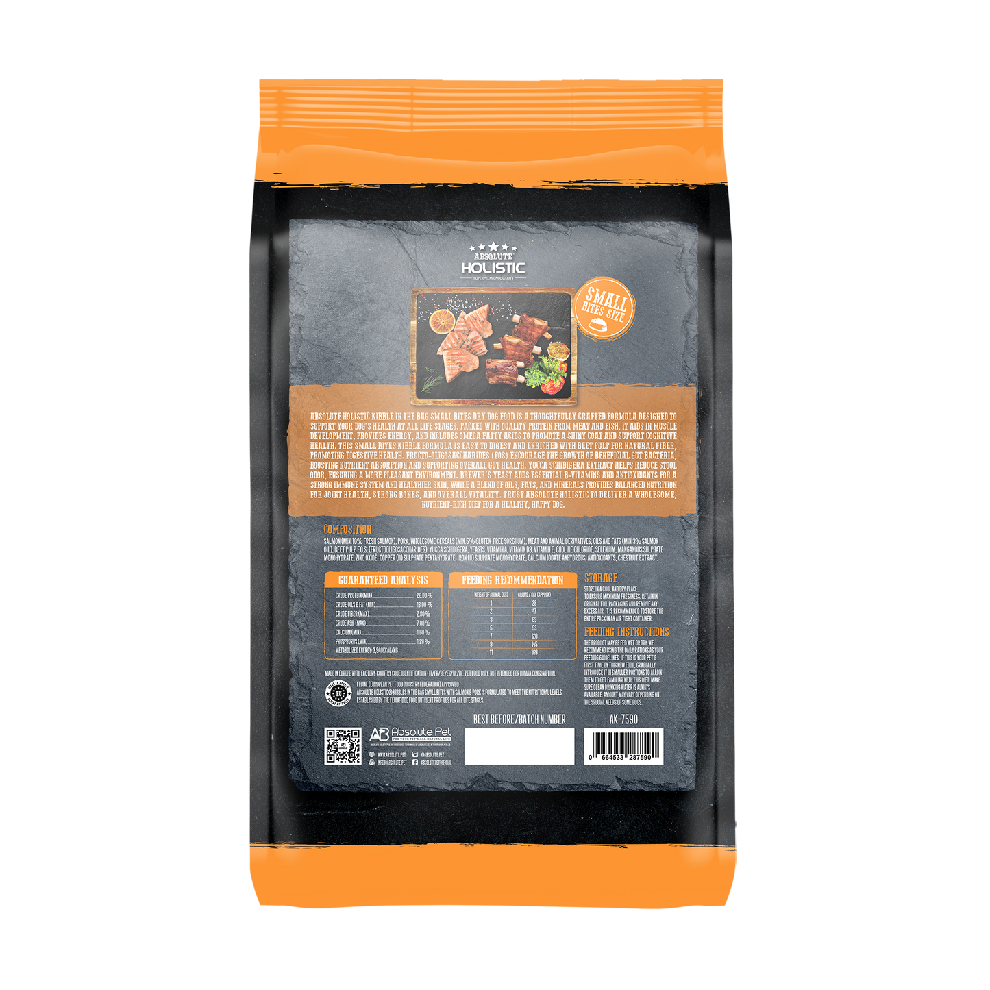 Absolute Holistic Dog Kibbles | Salmon & Pork Small Bites