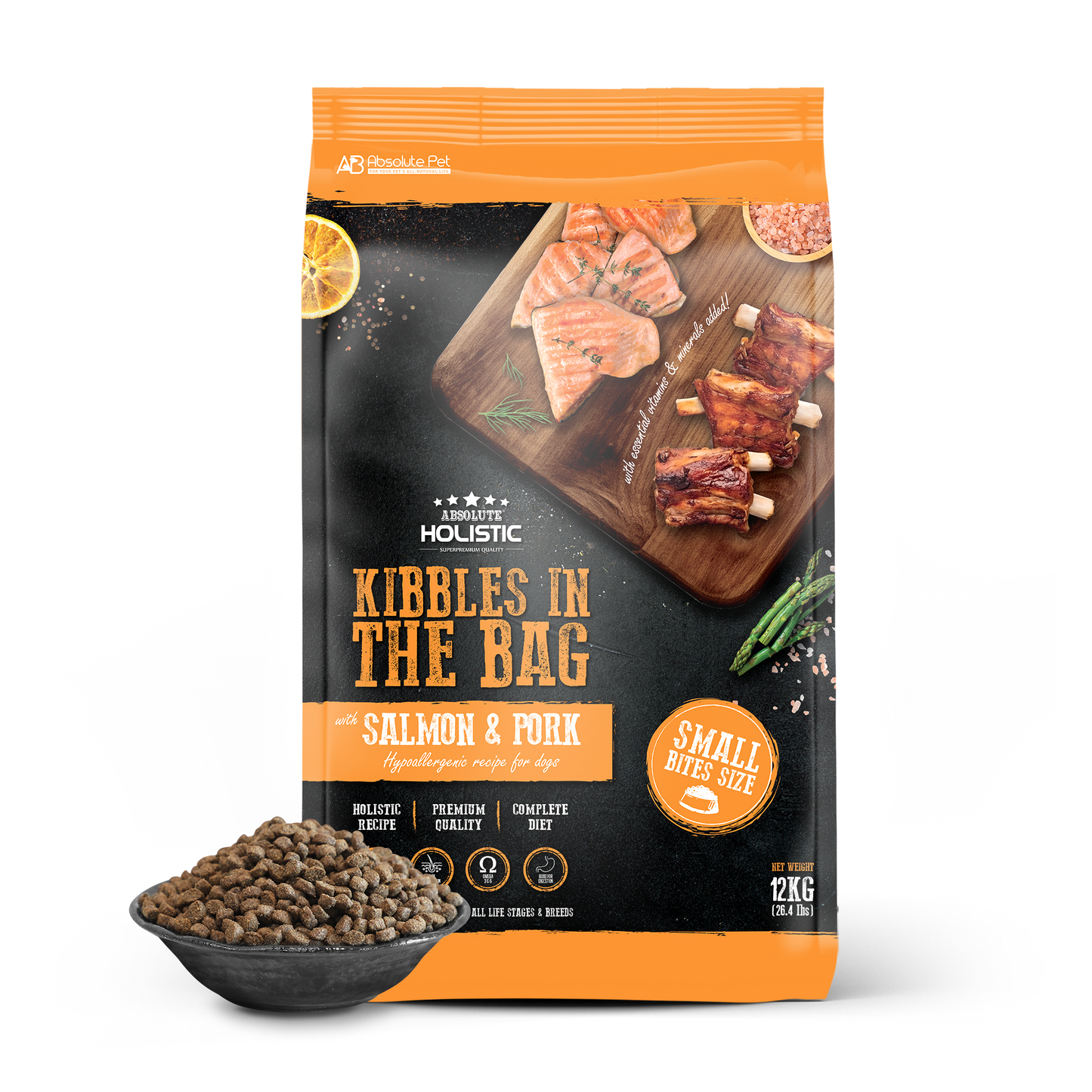 Absolute Holistic Dog Kibbles | Salmon & Pork Small Bites