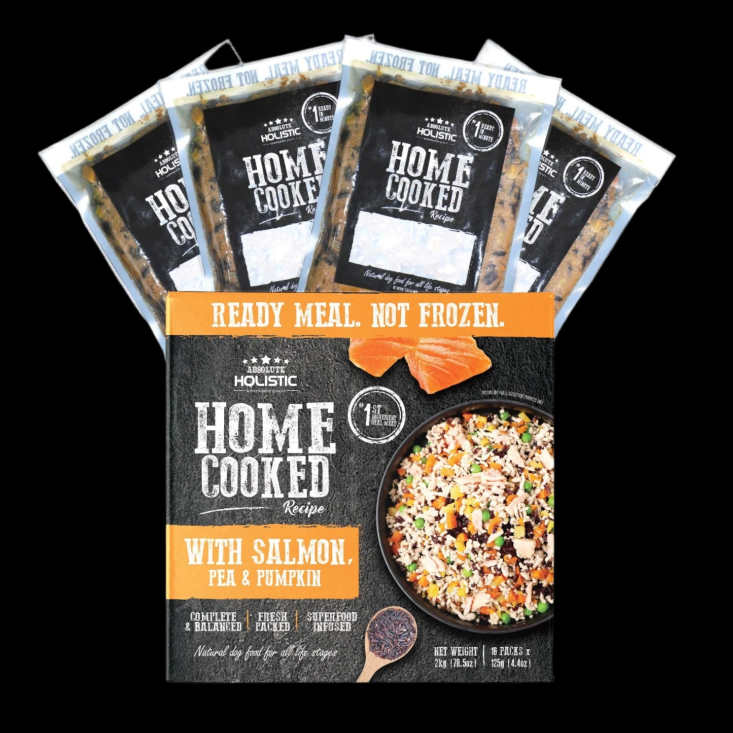 Absolute Holistic Home Cooked Style Recipe Gently Cooked Dog Food (2kg) - Salmon, Peas & Pumpkin