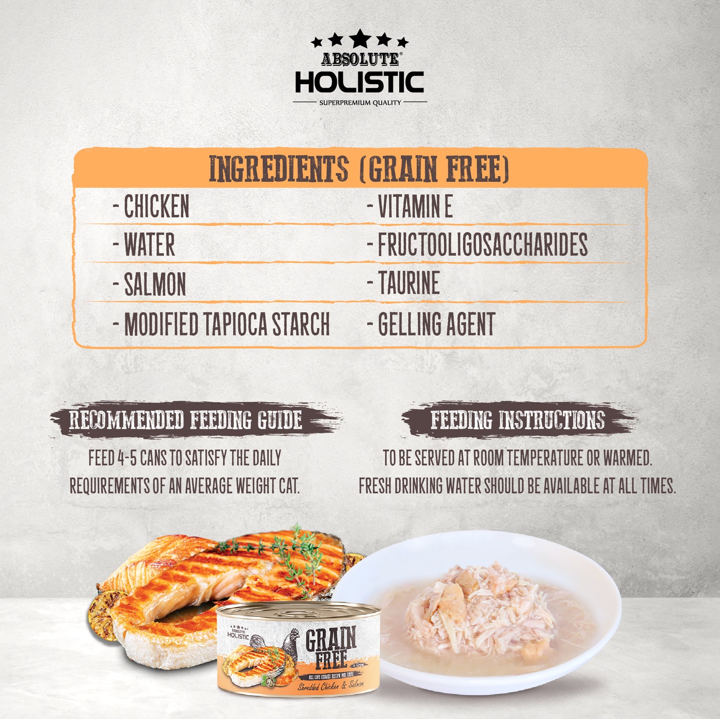 Absolute Holistic Grain Free for Cats | Shredded Chicken & Salmon