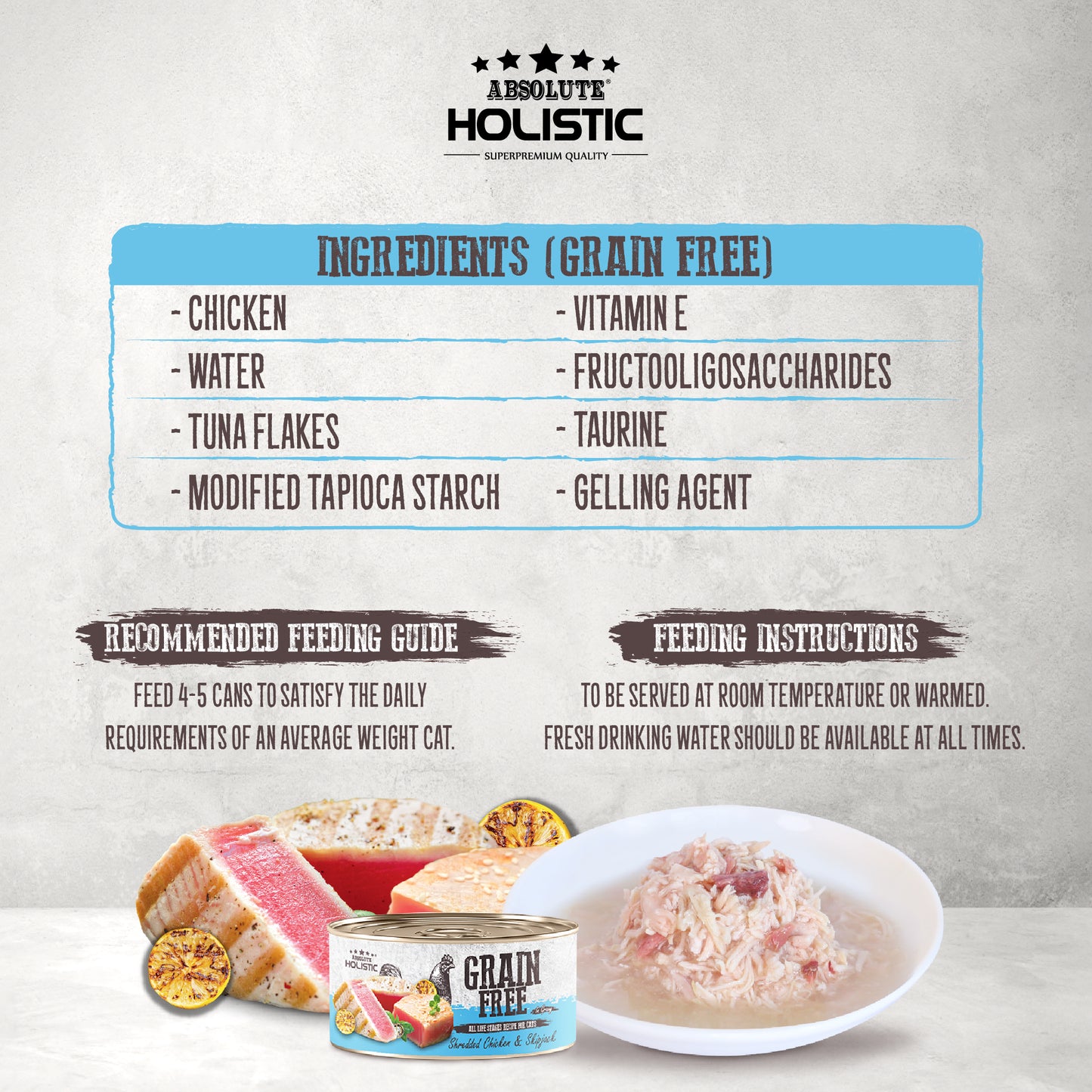 Absolute Holistic Grain Free for Cats | Shredded Chicken & Skipjack