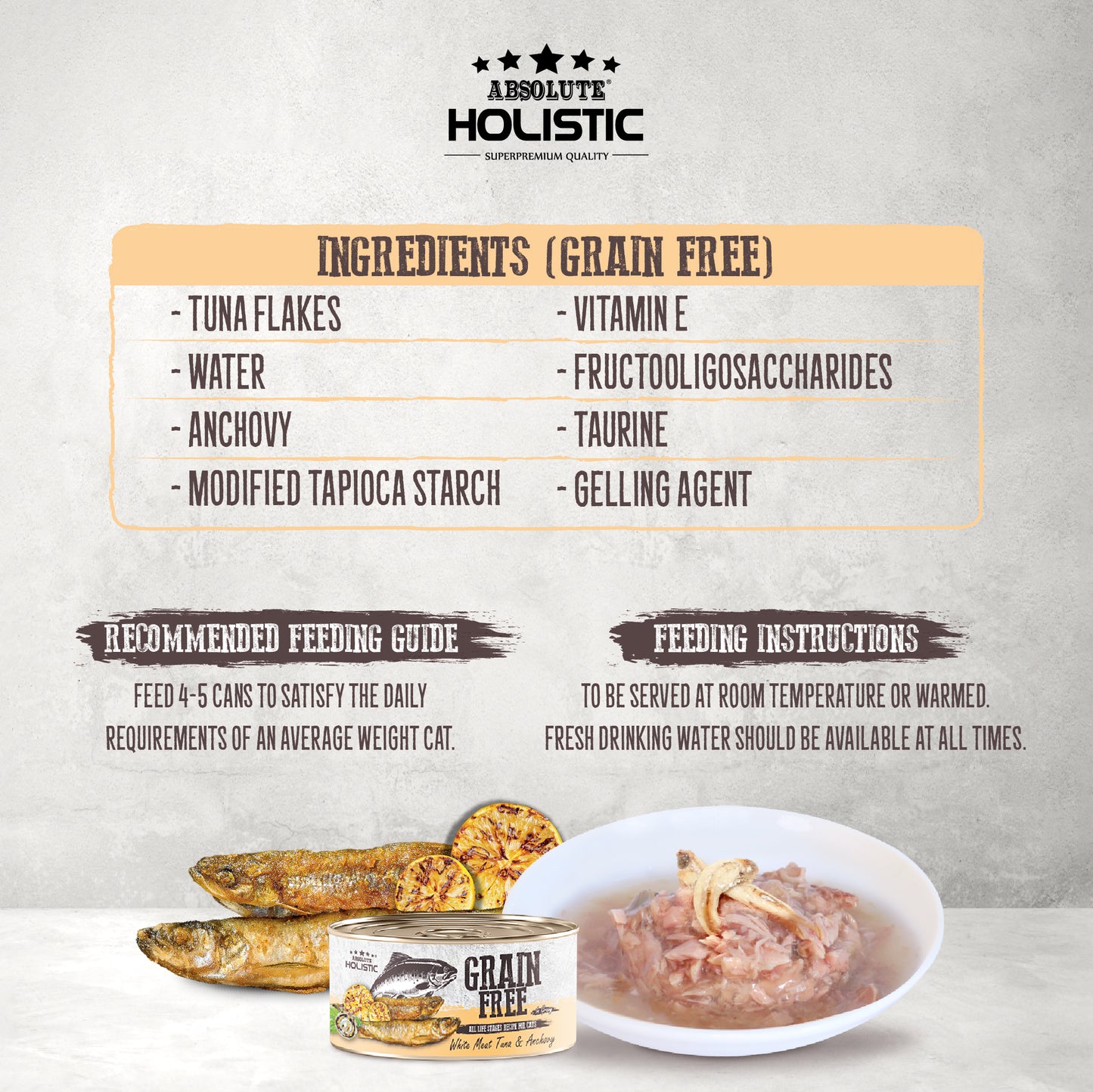Absolute Holistic Grain Free for Cats | White Meat Tuna & Anchovy