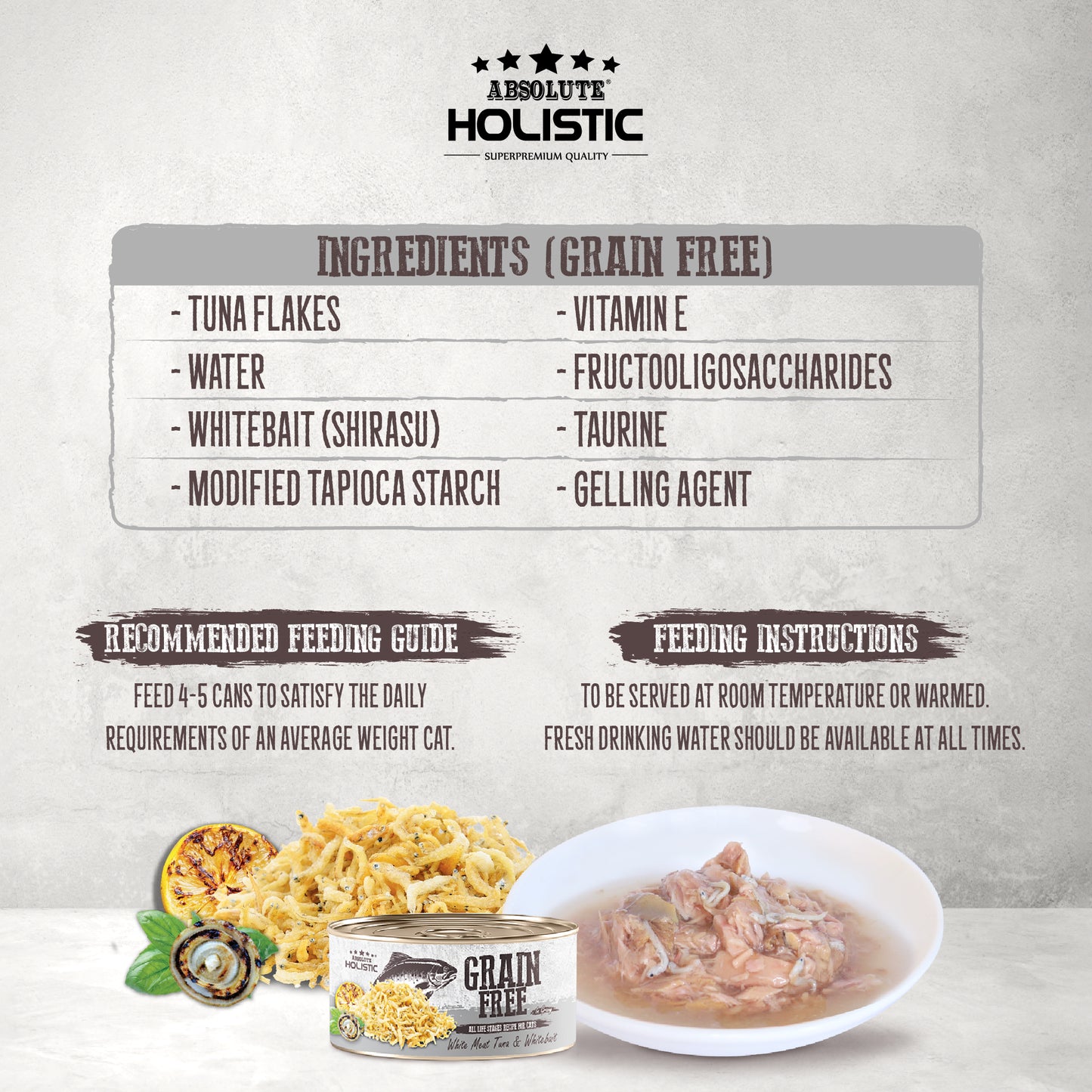 Absolute Holistic Grain Free for Cats | White Meat Tuna & Whitebait