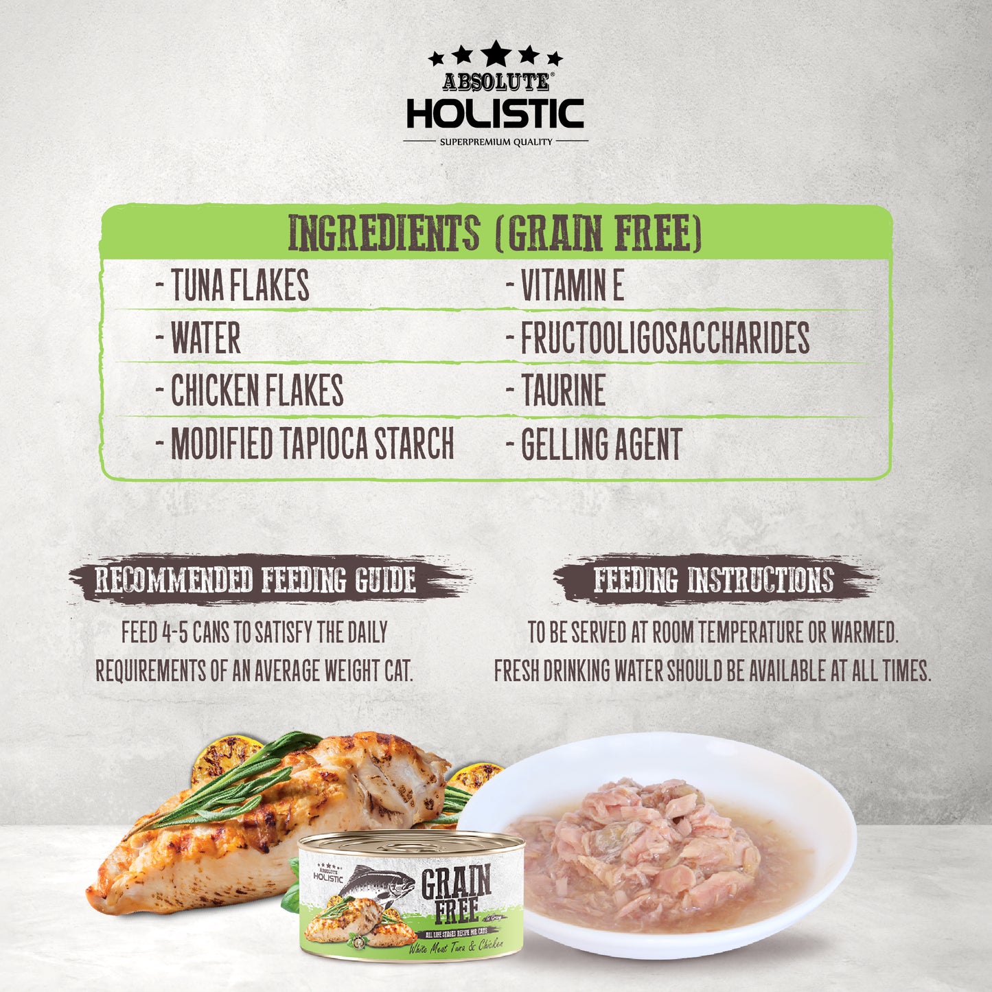 Absolute Holistic Grain Free for Cats | White Meat Tuna & Chicken