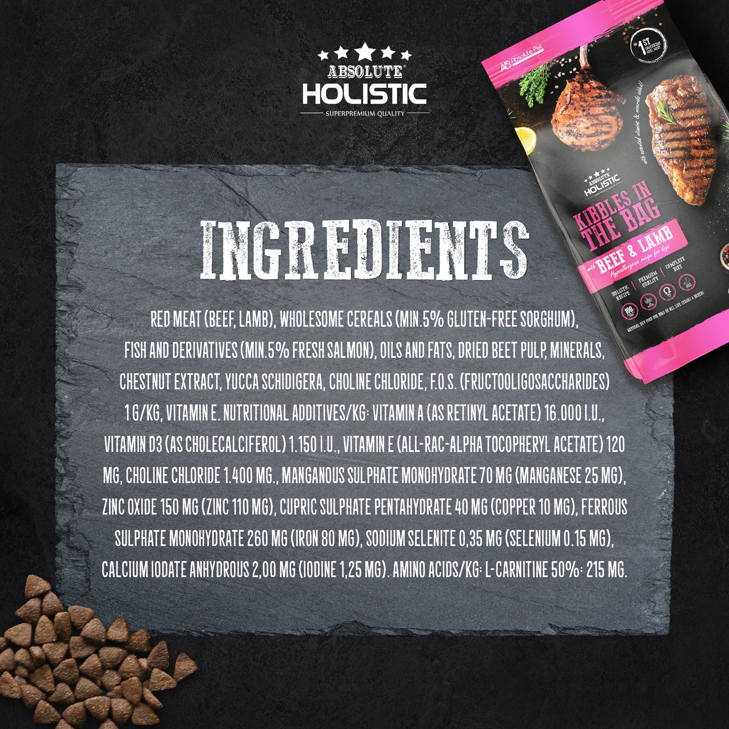 Absolute Holistic Dog Kibbles | Grain Free Beef & Lamb