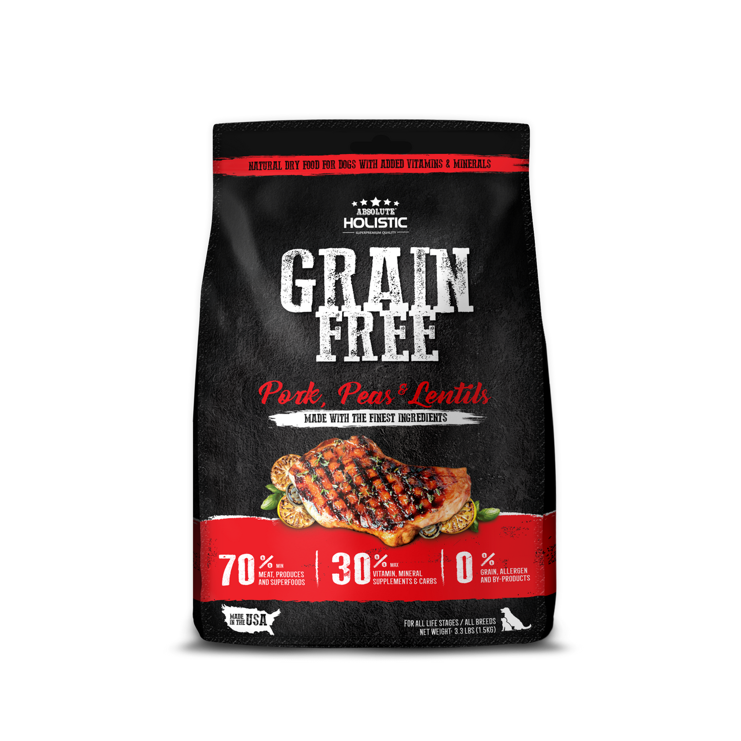 Absolute Holistic Dog Kibbles | Grain Free Pork, Peas & Lentils