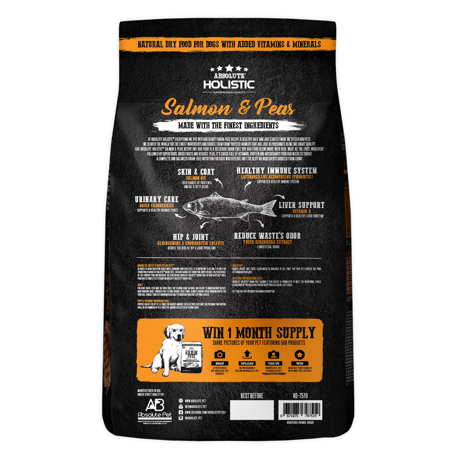 Absolute Holistic Dog Kibbles | Grain Free Salmon & Peas