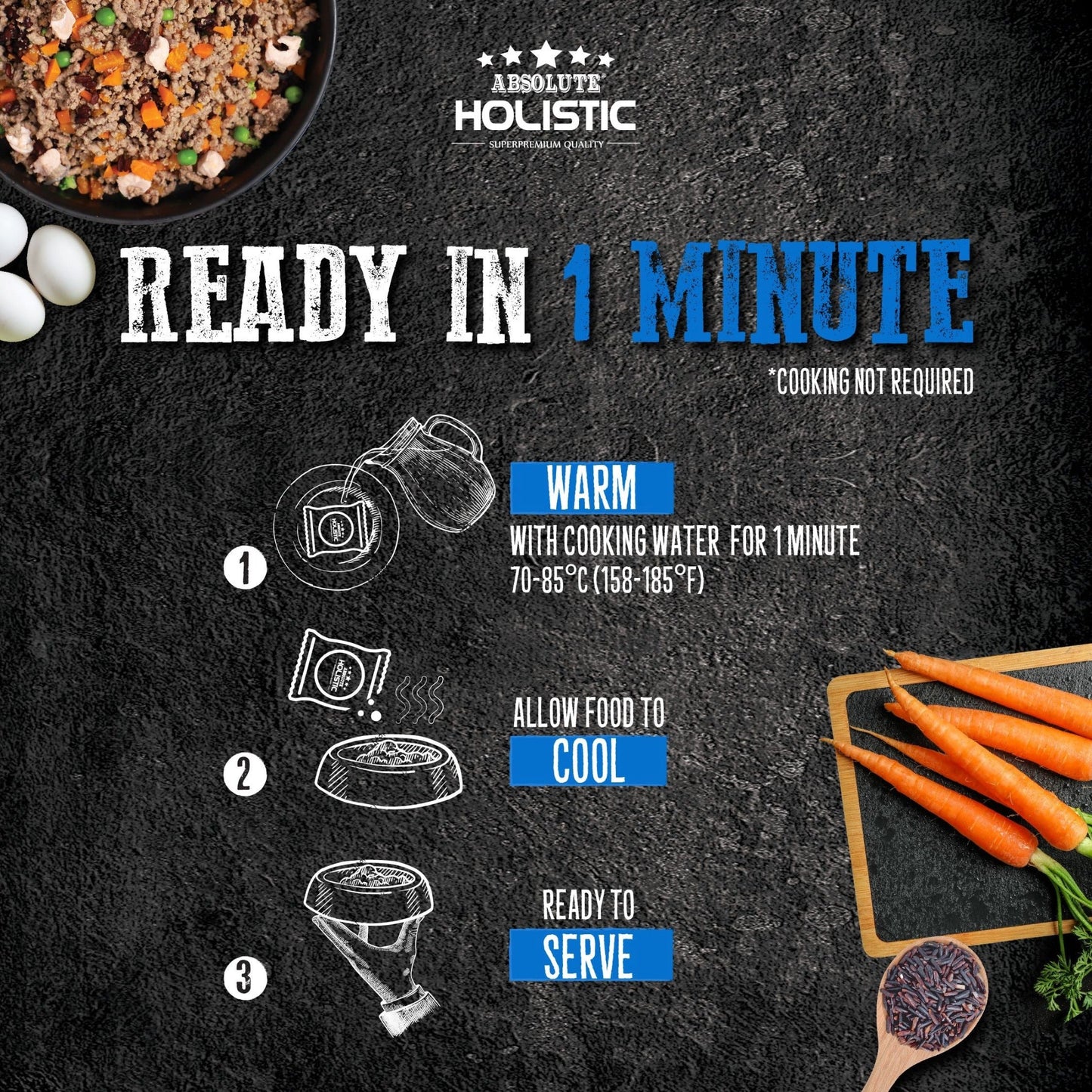 Absolute Holistic Home Cooked Style Recipe Gently Cooked Dog Food (2kg) - Fish, Peas & Duck