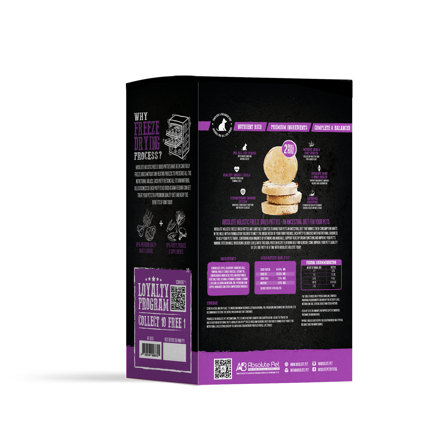 Absolute Holistic Freeze Dried Raw Patties | Venison & Beef