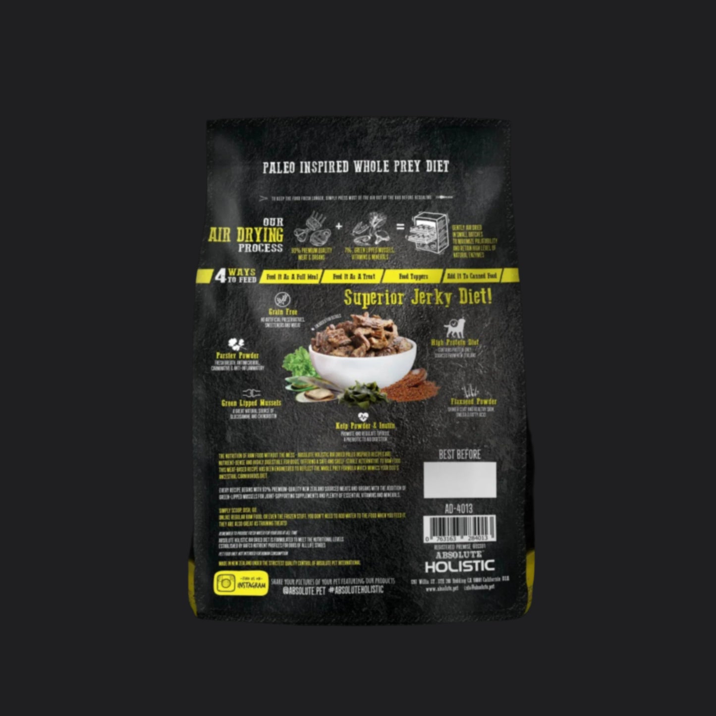 Absolute Holistic Air Dried Food for Dogs - Lamb & Duck (1kg)