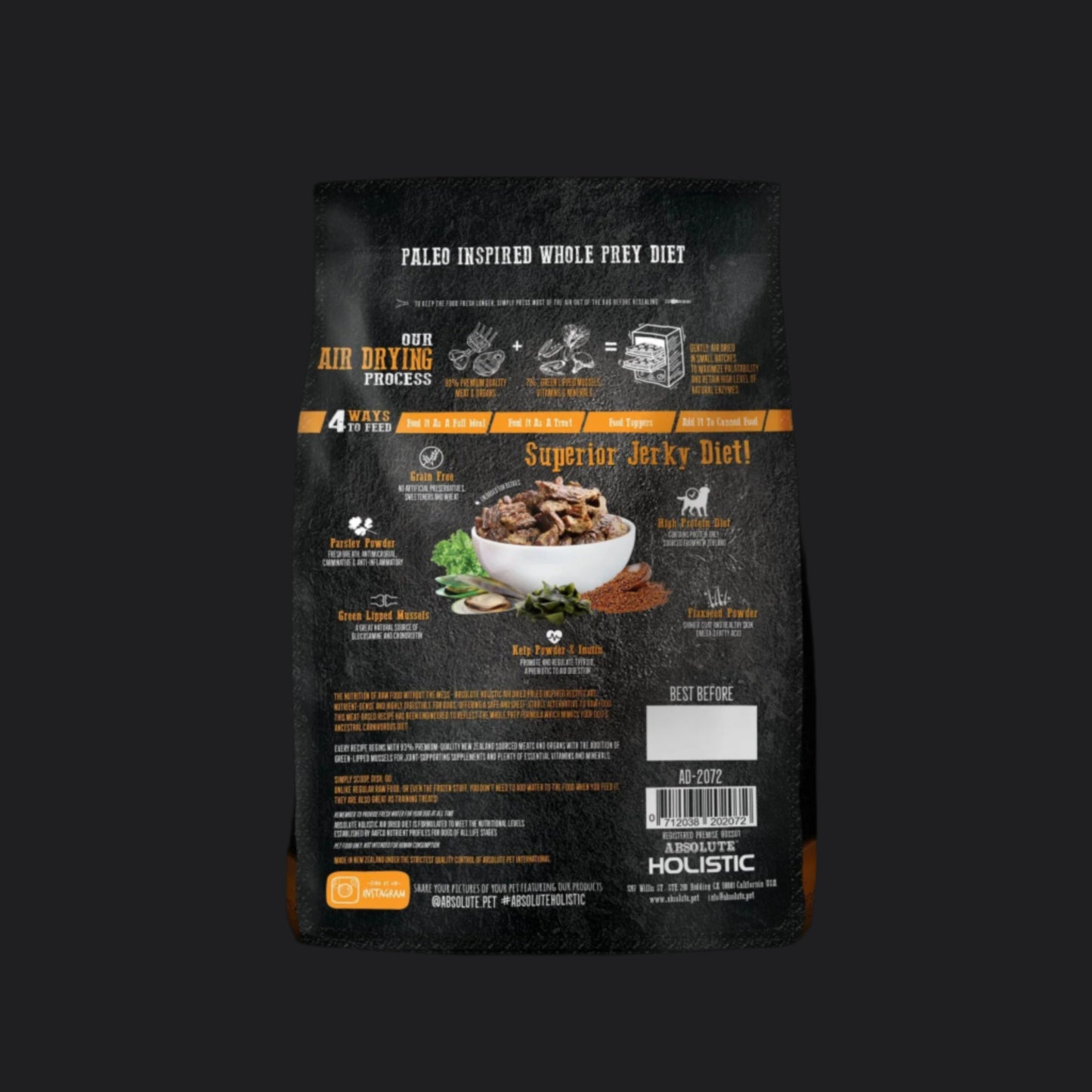 Absolute Holistic Air Dried Food for Dogs - Lamb & Salmon (1kg)