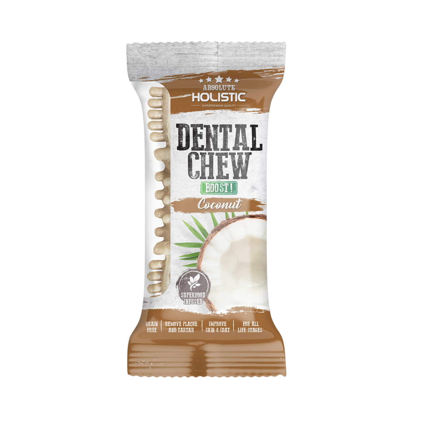 Absolute Holistic BOOST Dental Chew for Dogs - Coconut (4") | Infused with Superfood