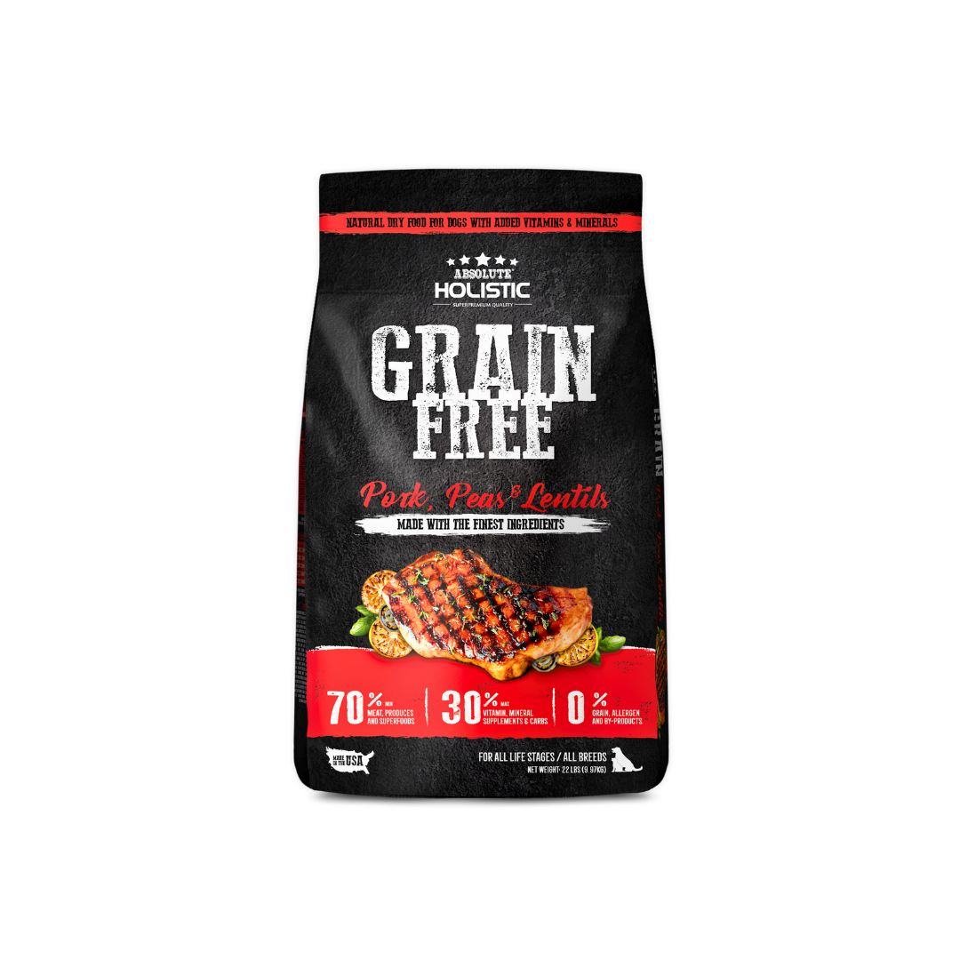 ドッグフード JUICY PORK, AQUAGREE ,GREEDY, IMMUNO Absolute Holistic Dog Kibbles | Grain Free Pork, Peas & Lentils