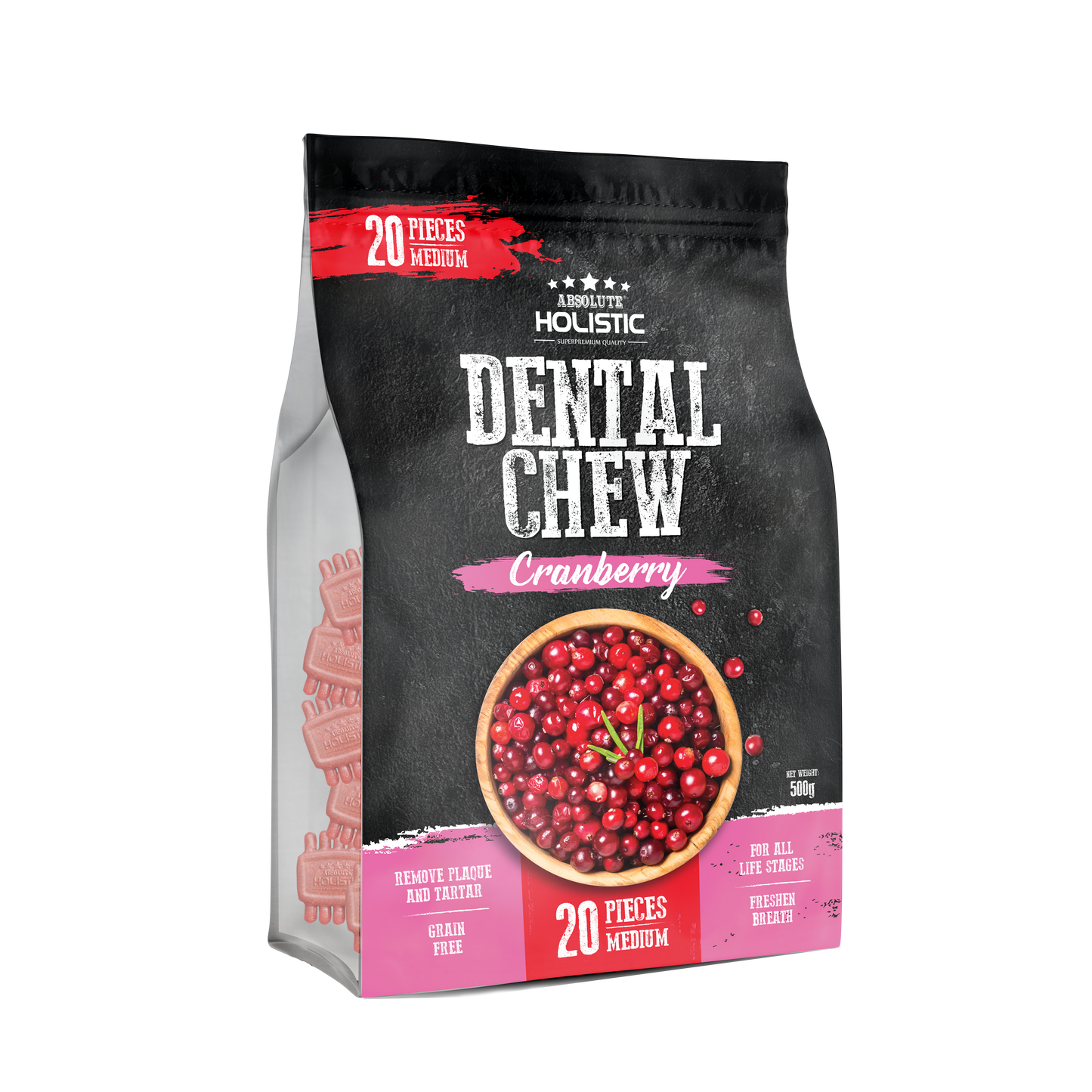 Absolute Holistic Dental Chews Jumbo Pack BOOST | Cranberry