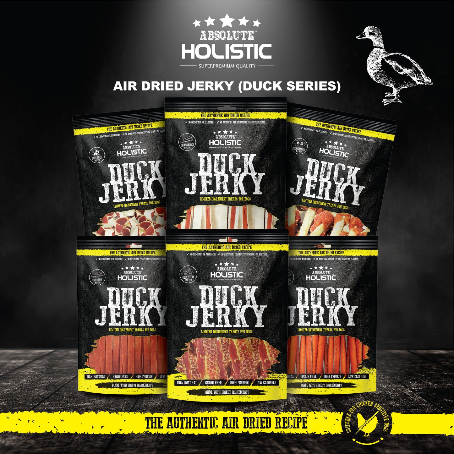 Absolute Holistic Grain Free Dog Treats | Duck Jerky Dumbbell