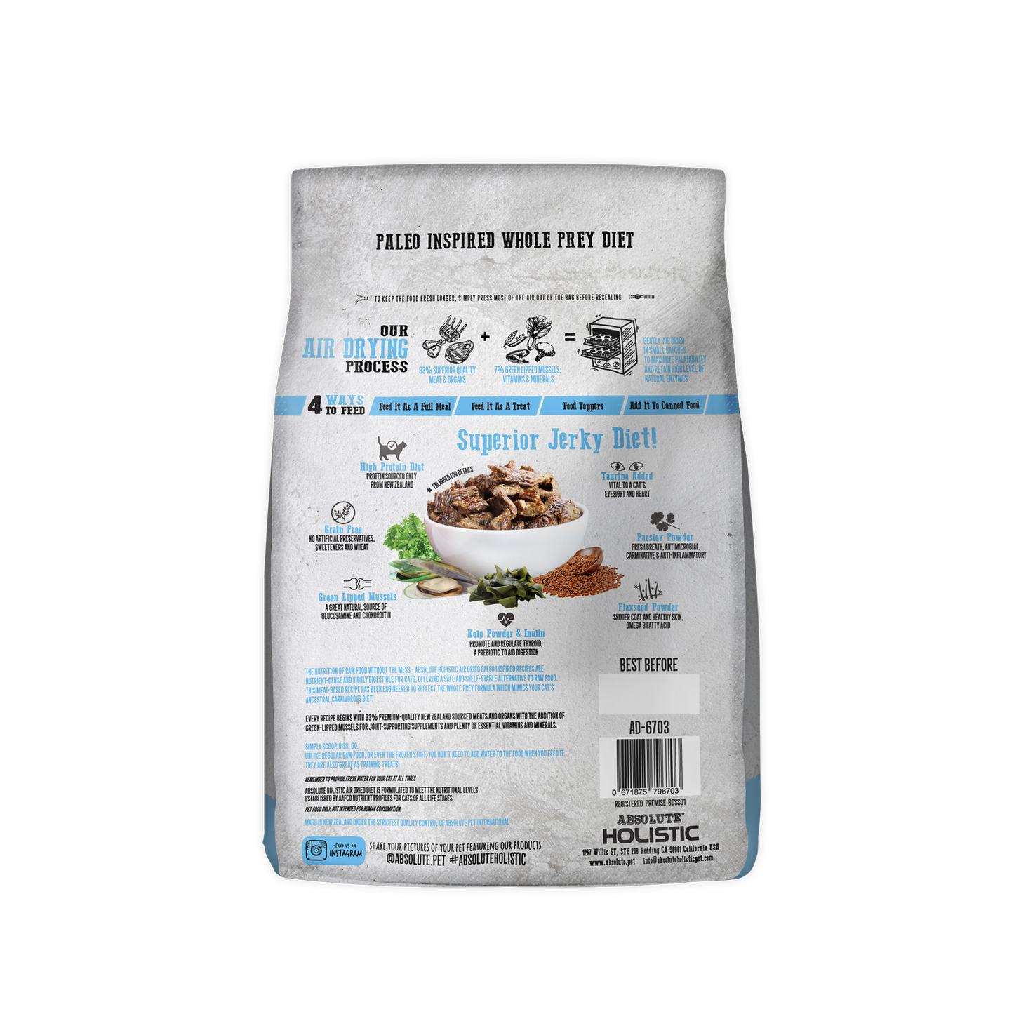 Absolute Holistic Air Dried for Cats | Lamb & Blue Mackerel
