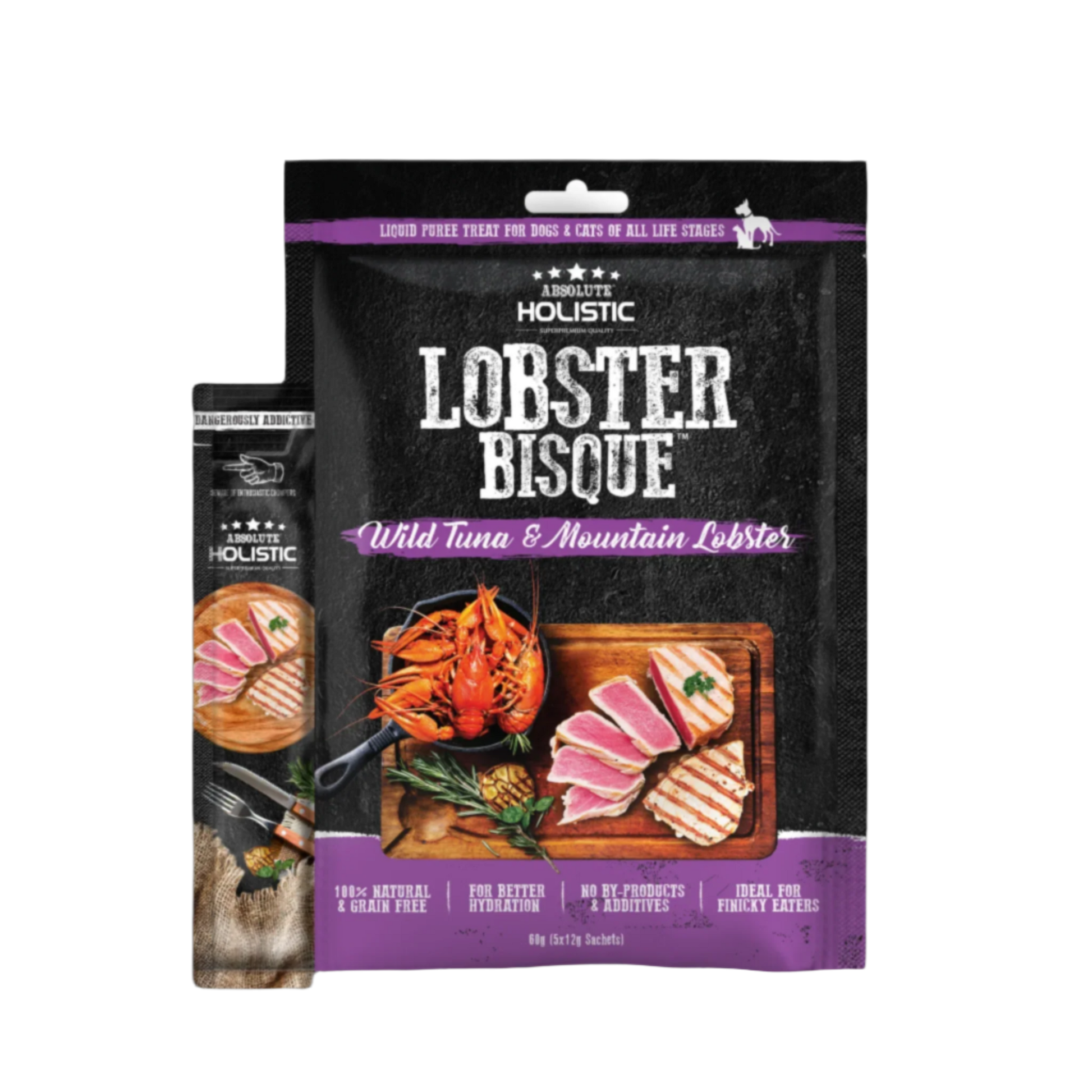 Absolute Holistic Liquid Treats for Cats & Dogs - Tuna & Lobster Bisque (5x12g)