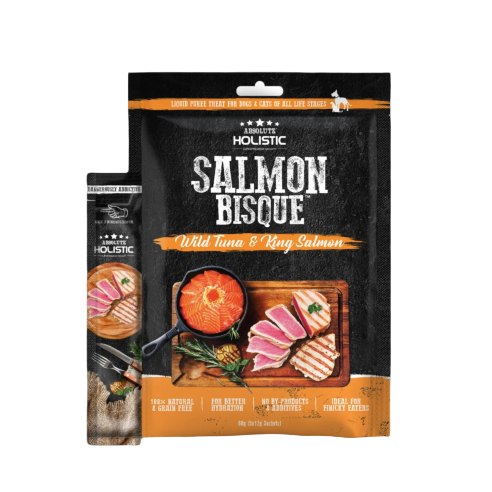 Absolute Holistic Liquid Treats for Cats & Dogs - Tuna & Salmon Bisque (5x12g)