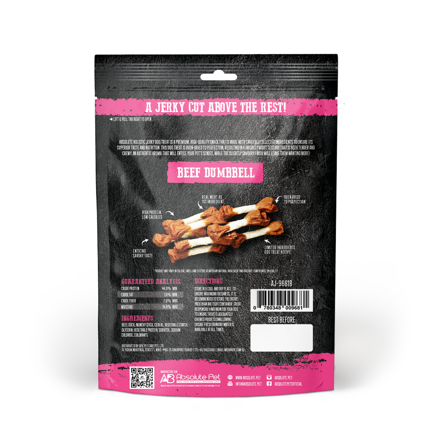 Absolute Holistic Grain Free Dog Treats | Beef Jerky Dumbbell