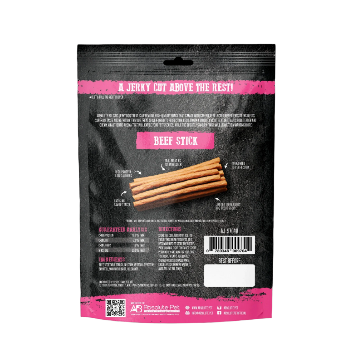 Absolute Holistic Grain Free Dog Treats | Beef Jerky Loin Stick