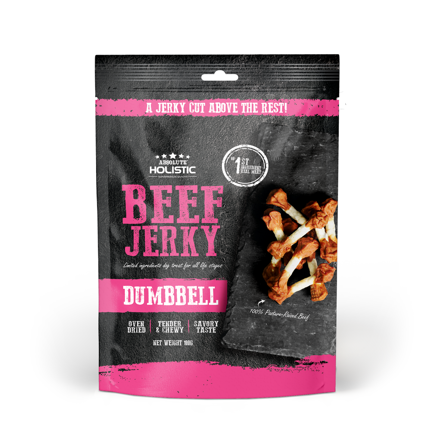 Absolute Holistic Grain Free Dog Treats | Beef Jerky Dumbbell