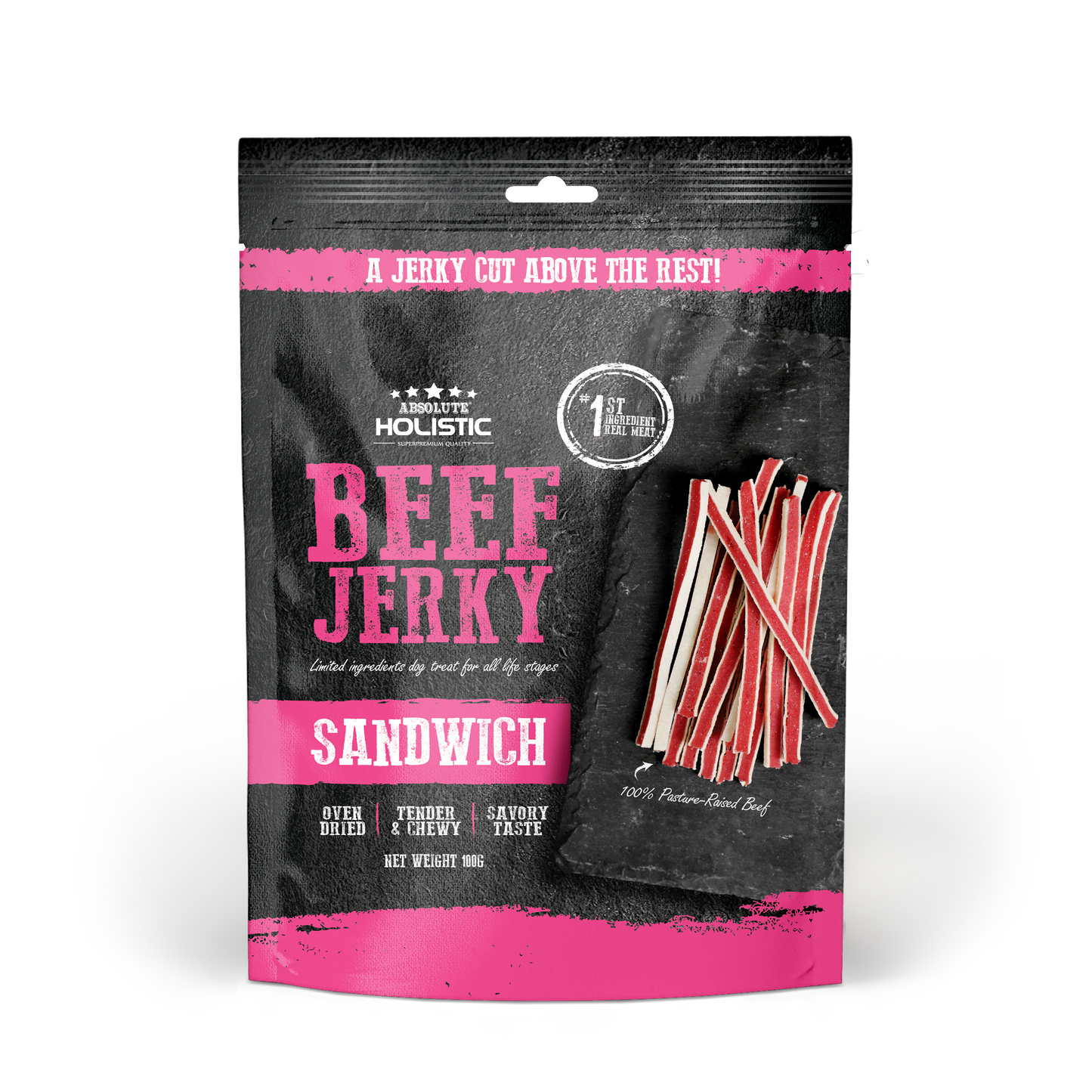 Absolute Holistic Grain Free Dog Treats - Beef Jerky Sandwich