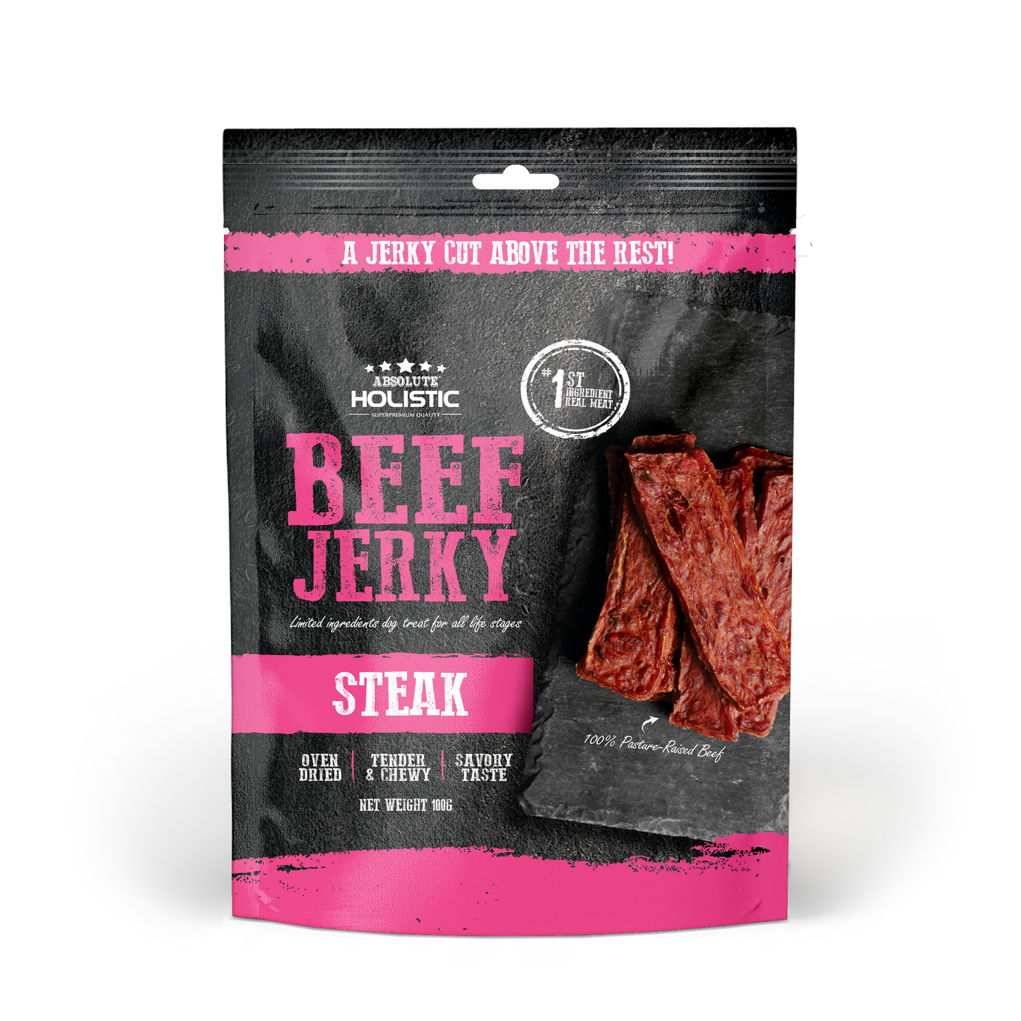 Absolute Holistic Grain Free Dog Treats | Beef Jerky Steak