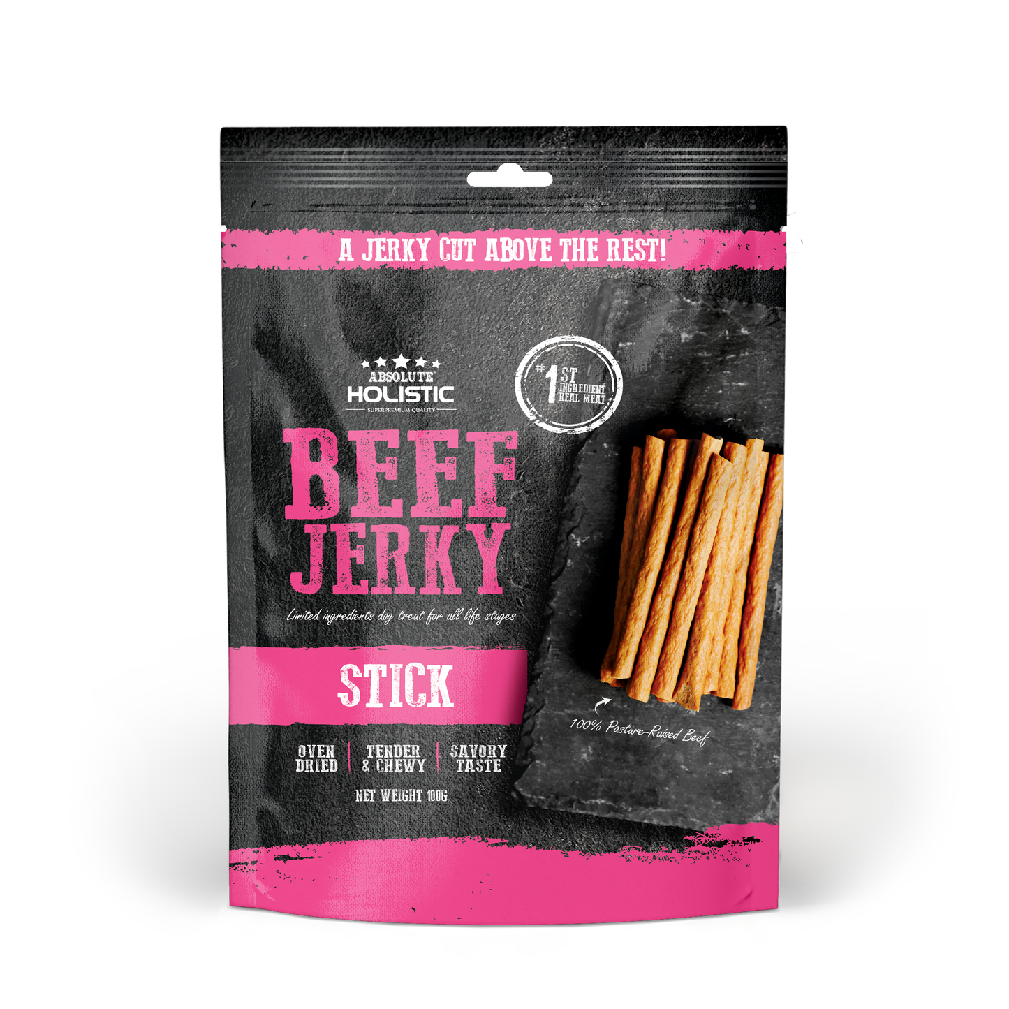 Absolute Holistic Grain Free Dog Treats | Beef Jerky Loin Stick