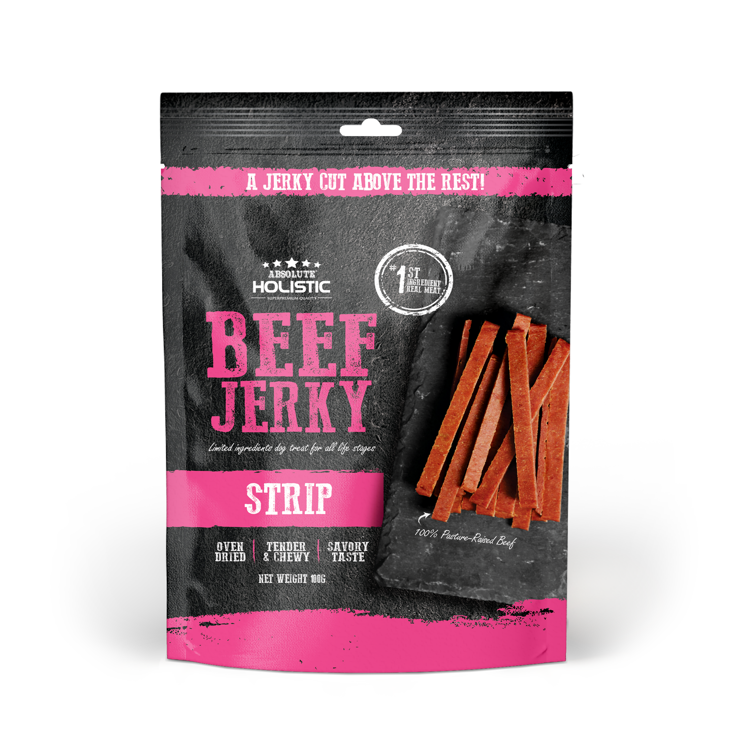 Absolute Holistic Grain Free Dog Treats | Beef Jerky Loin Strip