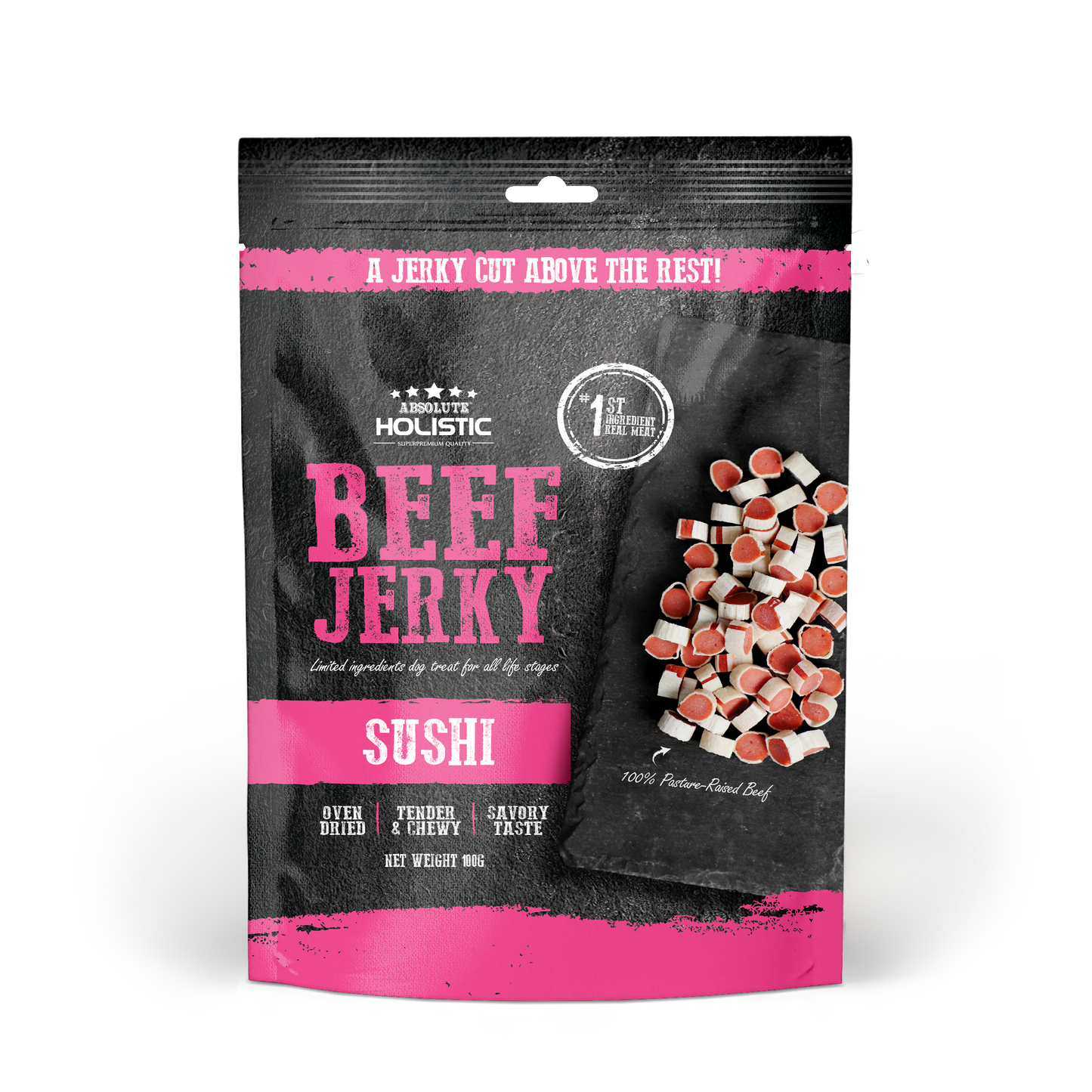 Absolute Holistic Grain Free Dog Treats | Beef Jerky Sushi