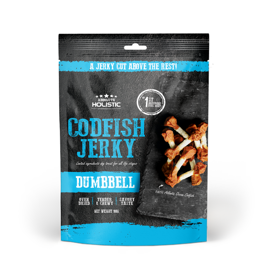 Absolute Holistic Grain Free Dog Treats | Codfish Jerky Dumbbell