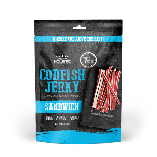 Absolute Holistic Grain Free Dog Treats | Codfish Jerky Sandwich