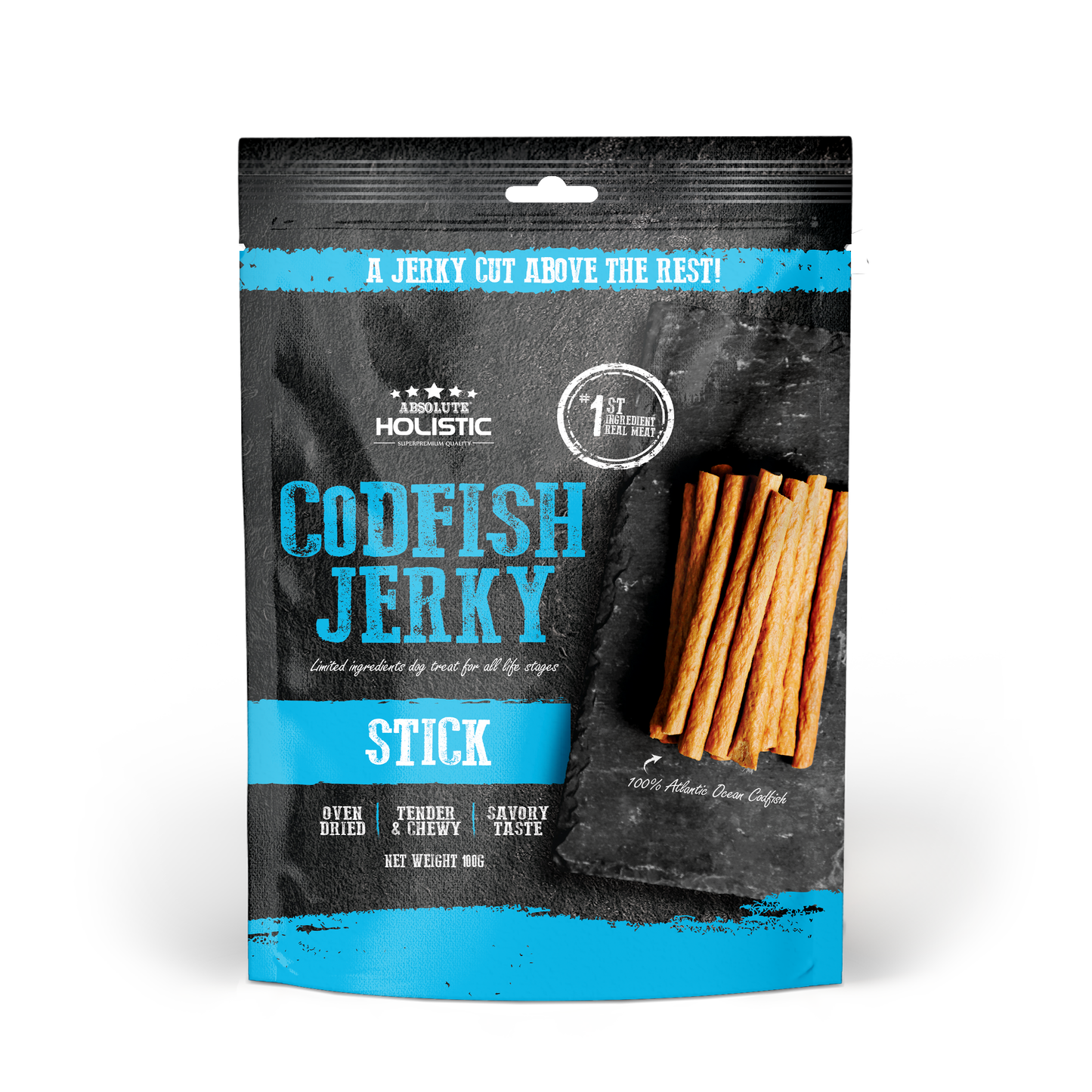 Absolute Holistic Grain Free Dog Treats | Codfish Jerky Loin Stick