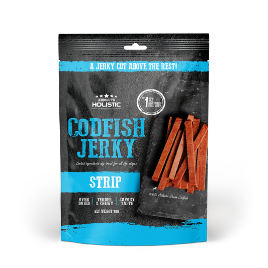 Absolute Holistic Grain Free Dog Treats | Codfish Jerky Loin Strip