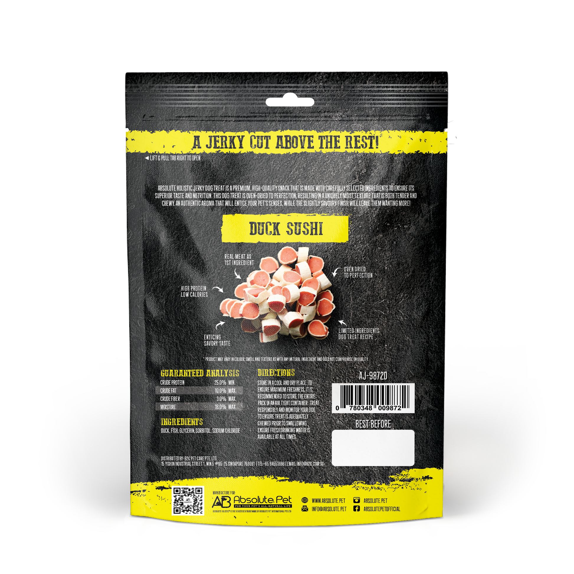 Absolute Holistic Grain Free Treats for Dog - Duck Jerky Sushi (100g)