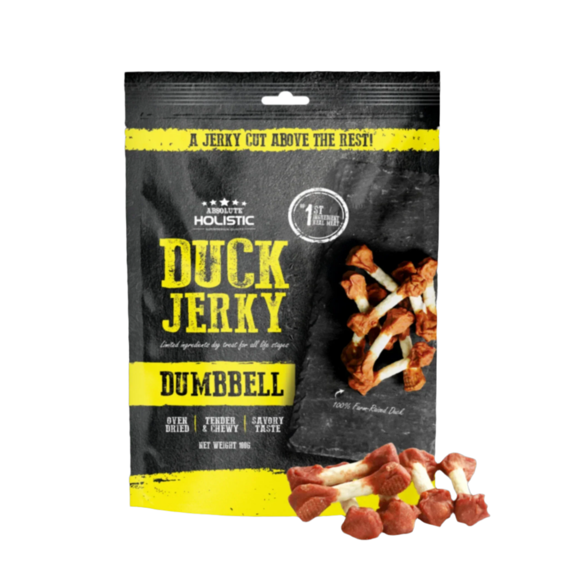 Absolute Holistic Grain Free Treats for Dog - Duck Jerky Dumbbell (100g)