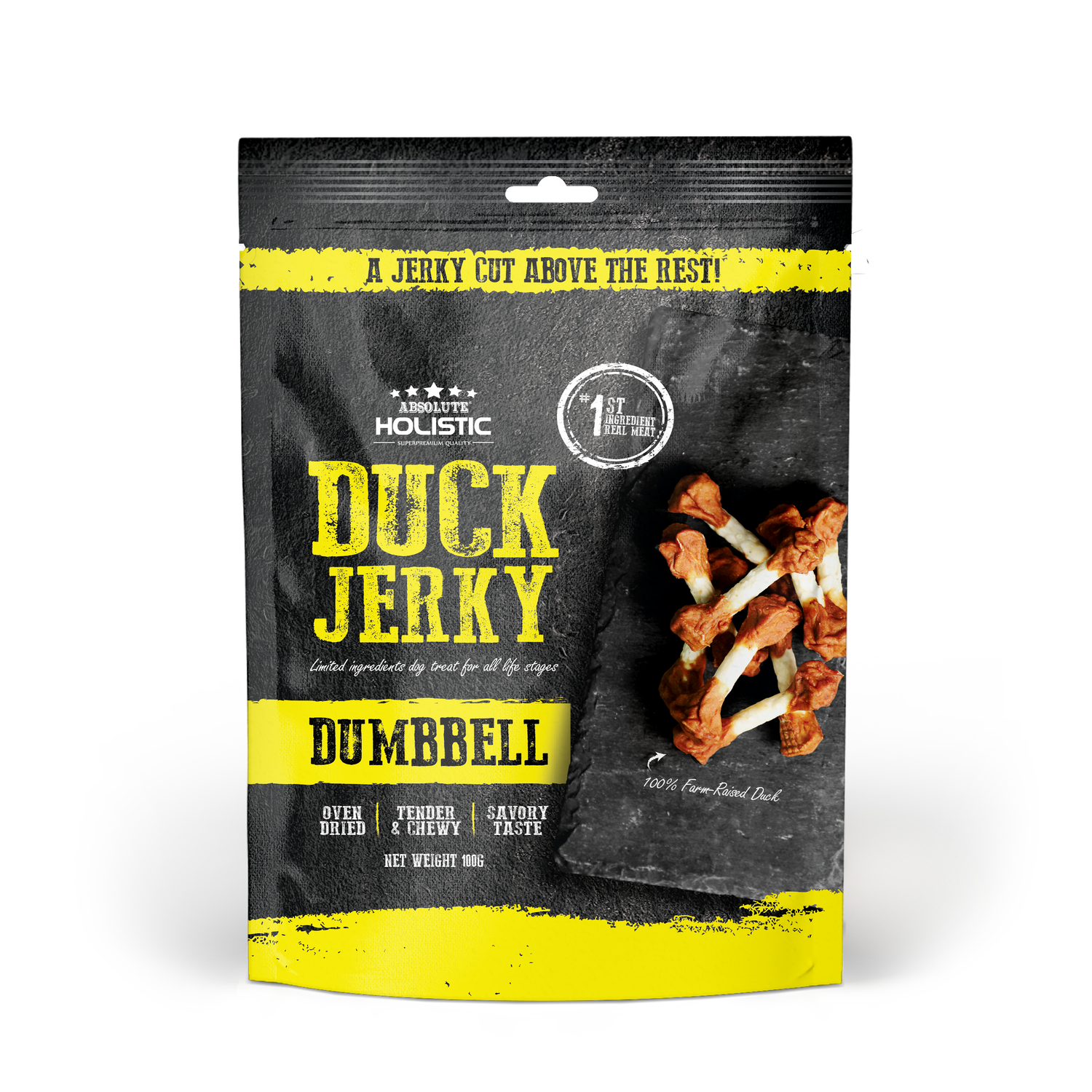Absolute Holistic Grain Free Dog Treats | Duck Jerky Dumbbell