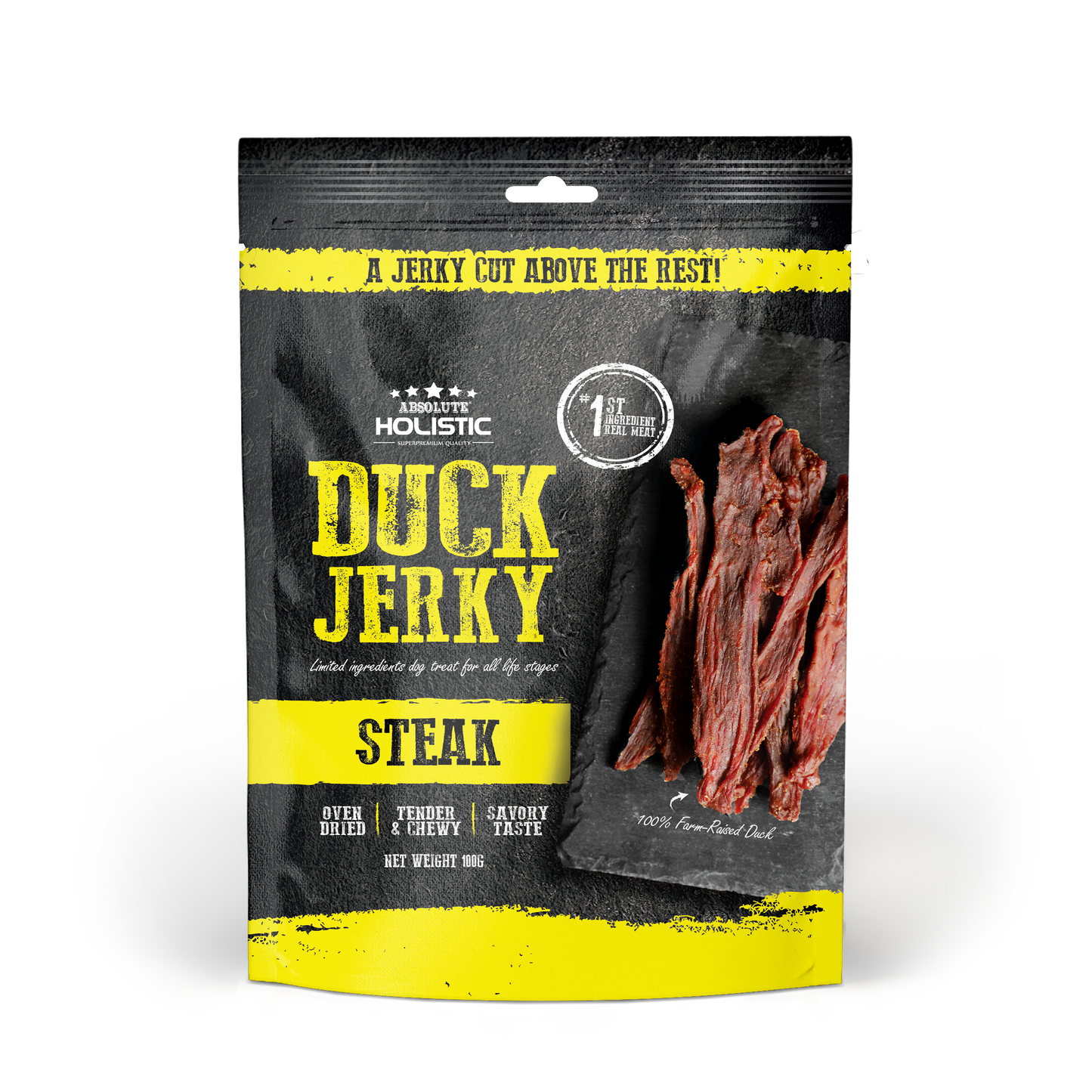 Absolute Holistic Grain Free Dog Treats | Duck Jerky Steak