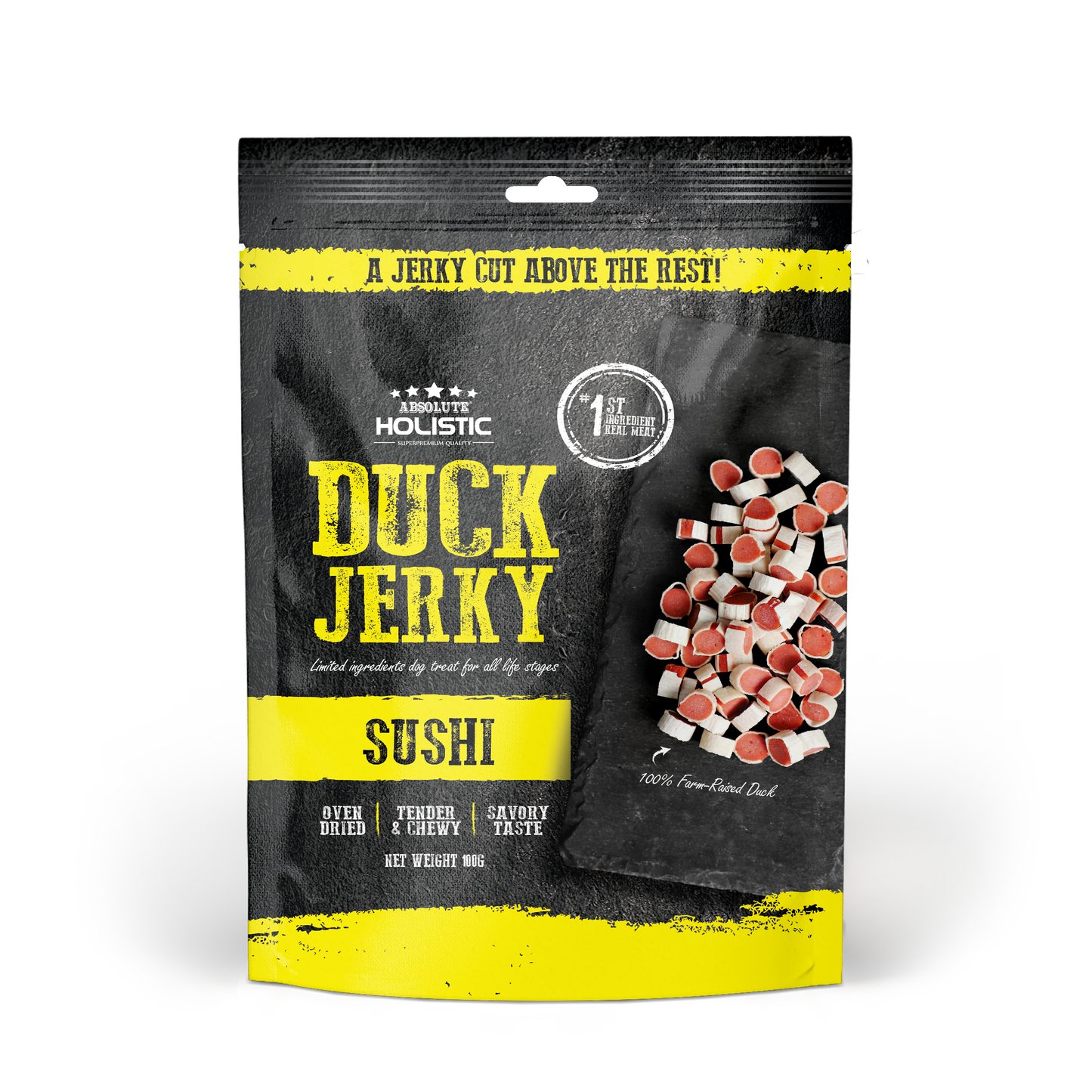 Absolute Holistic Grain Free Dog Treats | Duck Jerky Sushi