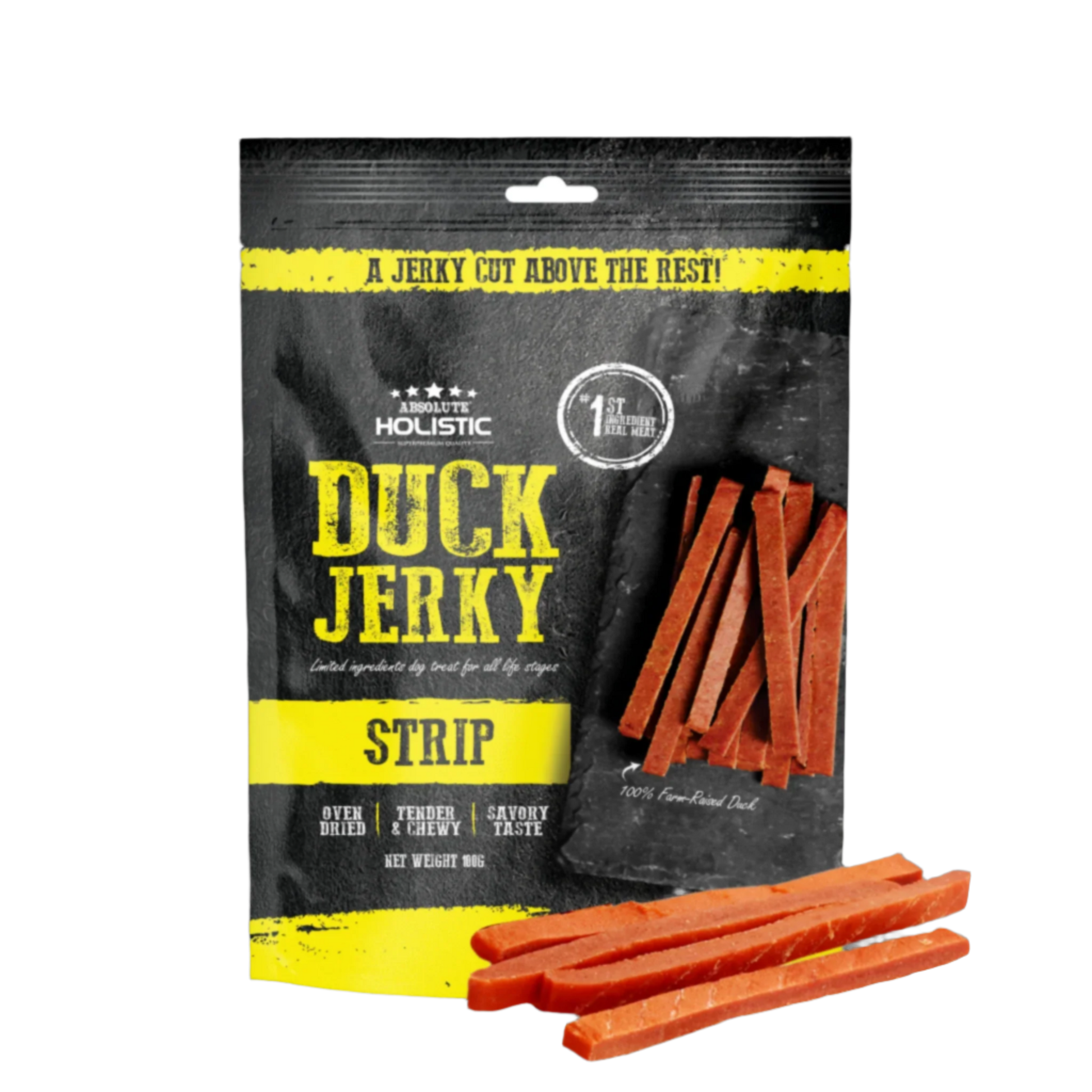 Absolute Holistic Grain Free Treats for Dog - Duck Jerky Loin Strip (100g)