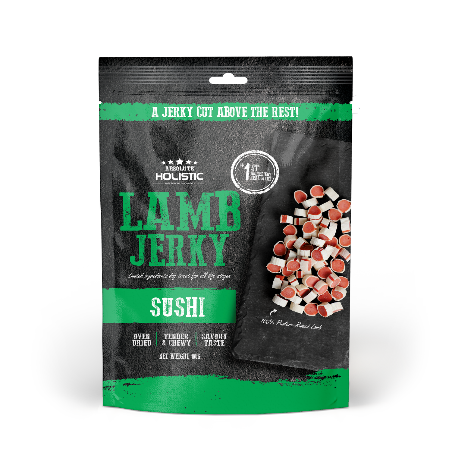 Absolute Holistic Grain Free Dog Treats | Lamb Jerky Sushi
