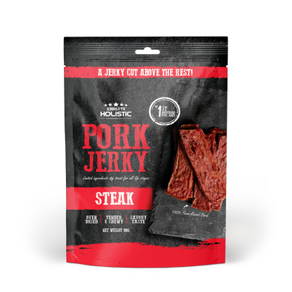 Absolute Holistic Grain Free Dog Treats | Pork Jerky Steak