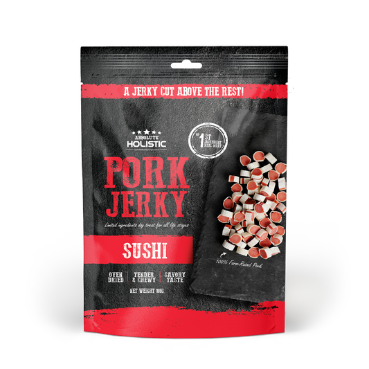 Absolute Holistic Grain Free Dog Treats | Pork Jerky Sushi