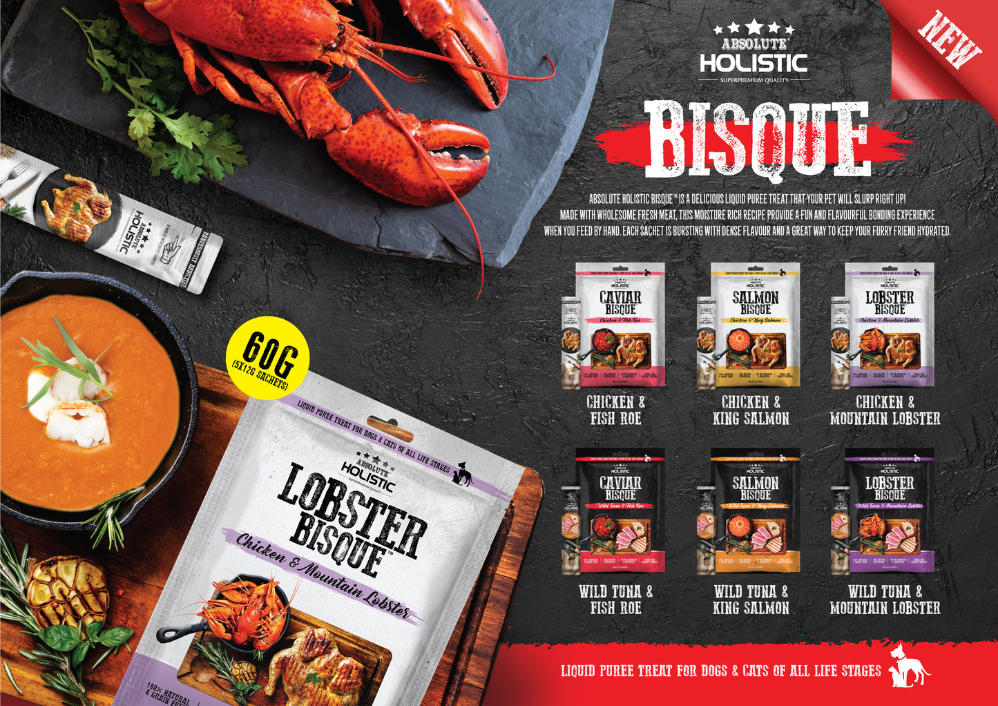 Absolute Holistic Liquid Bisque Treats | Chicken & Fish Roe Bisque