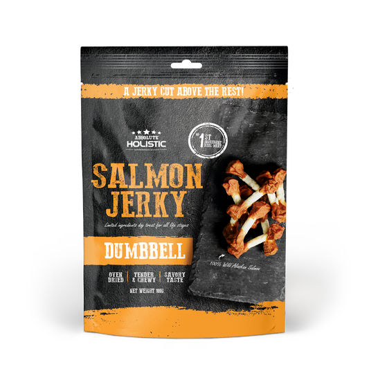 Absolute Holistic Grain Free Dog Treats for Dog | Salmon Jerky Dumbbell