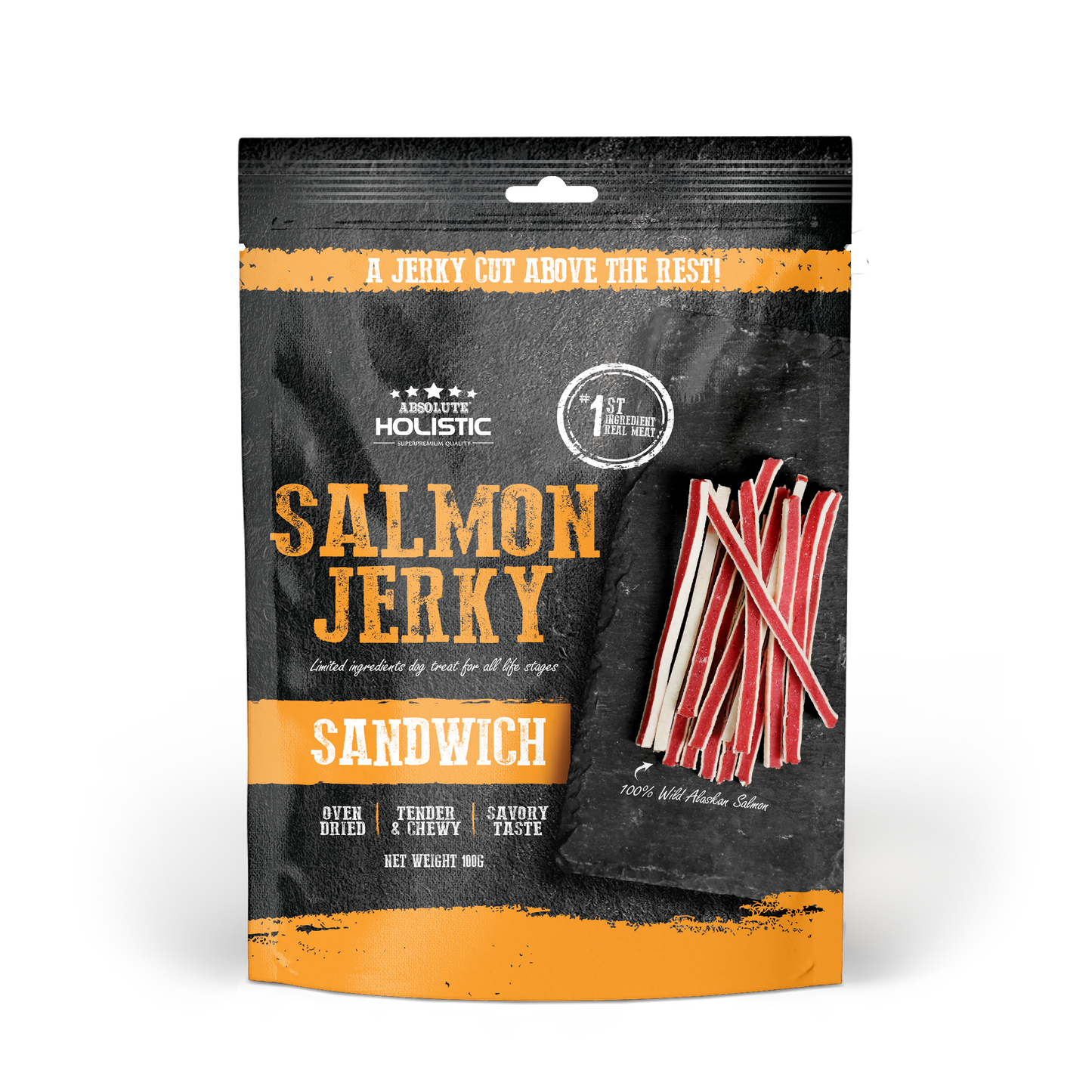 Absolute Holistic Grain Free Dog Treats | Salmon Jerky Sandwich