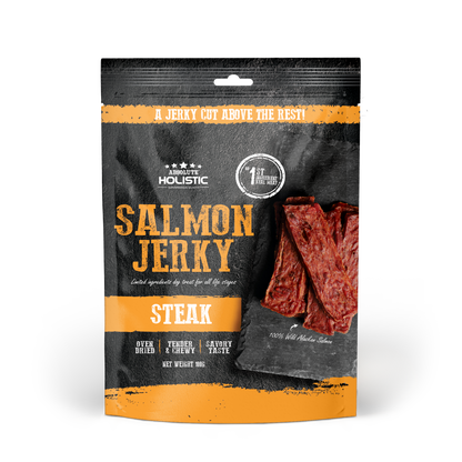 Absolute Holistic Grain Free Dog Treats | Salmon Jerky Steak